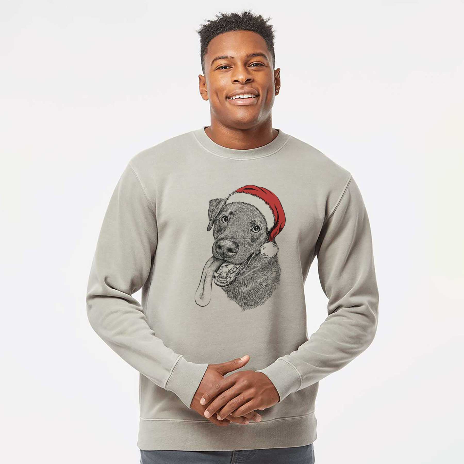 Santa Macaroni the Lab Mix - Unisex Pigment Dyed Crew Sweatshirt