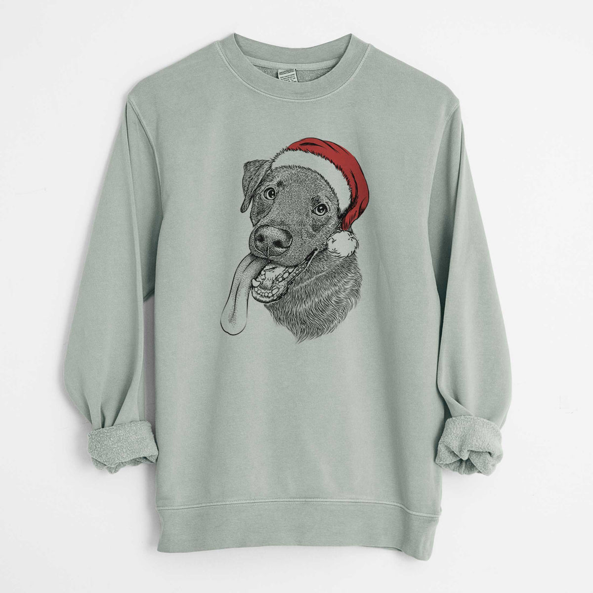 Santa Macaroni the Lab Mix - Unisex Pigment Dyed Crew Sweatshirt