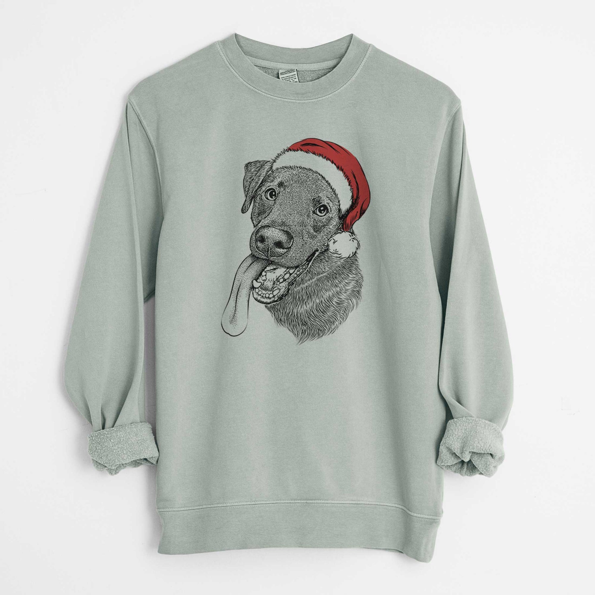 Santa Macaroni the Lab Mix - Unisex Pigment Dyed Crew Sweatshirt