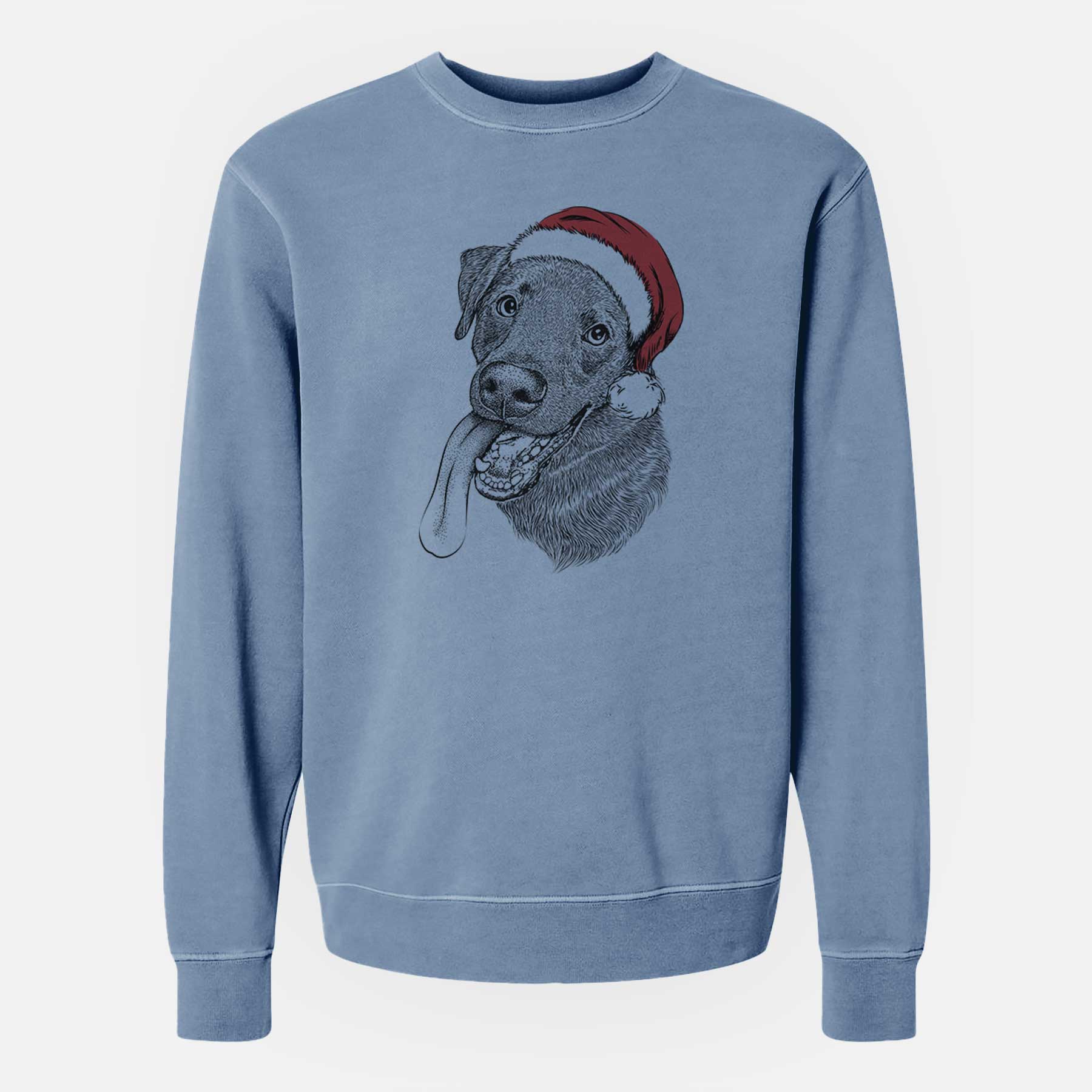 Santa Macaroni the Lab Mix - Unisex Pigment Dyed Crew Sweatshirt