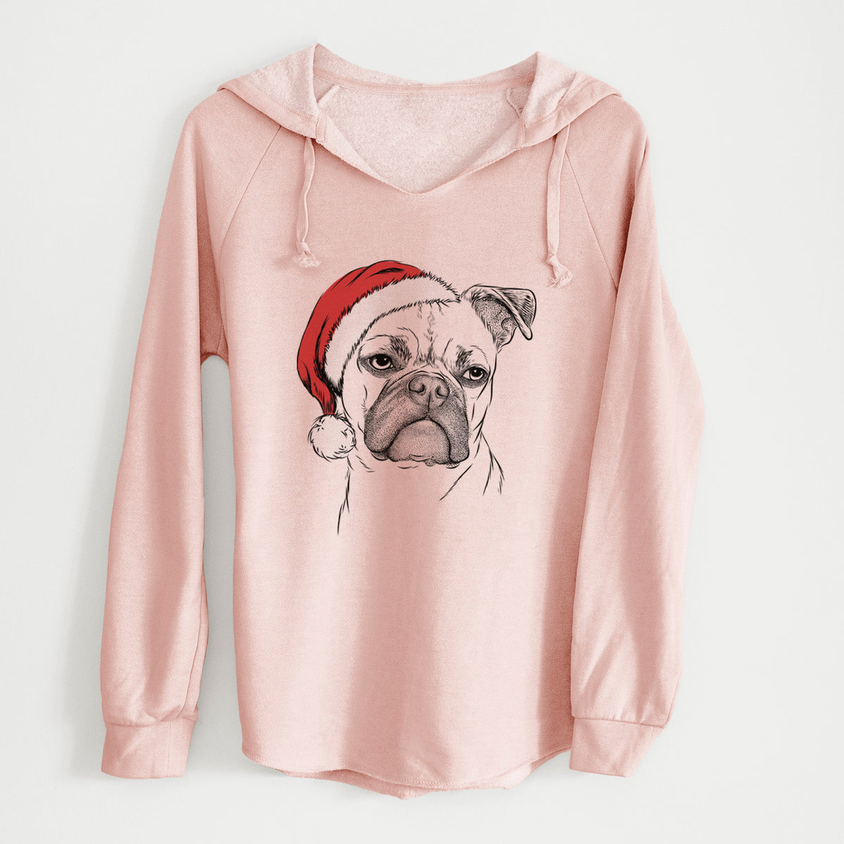 Santa Mack the Bugg (Boston Terrier/Pug) - Cali Wave Hooded Sweatshirt