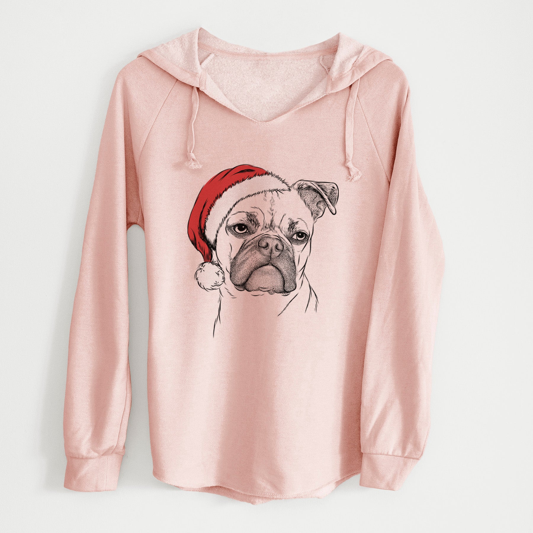 Santa Mack the Bugg (Boston Terrier/Pug) - Cali Wave Hooded Sweatshirt