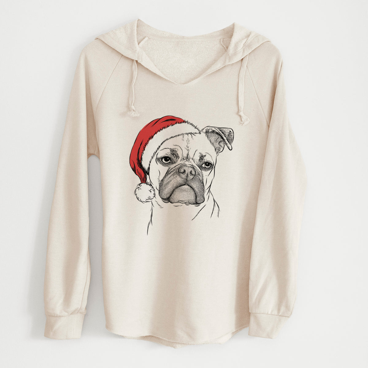 Santa Mack the Bugg (Boston Terrier/Pug) - Cali Wave Hooded Sweatshirt
