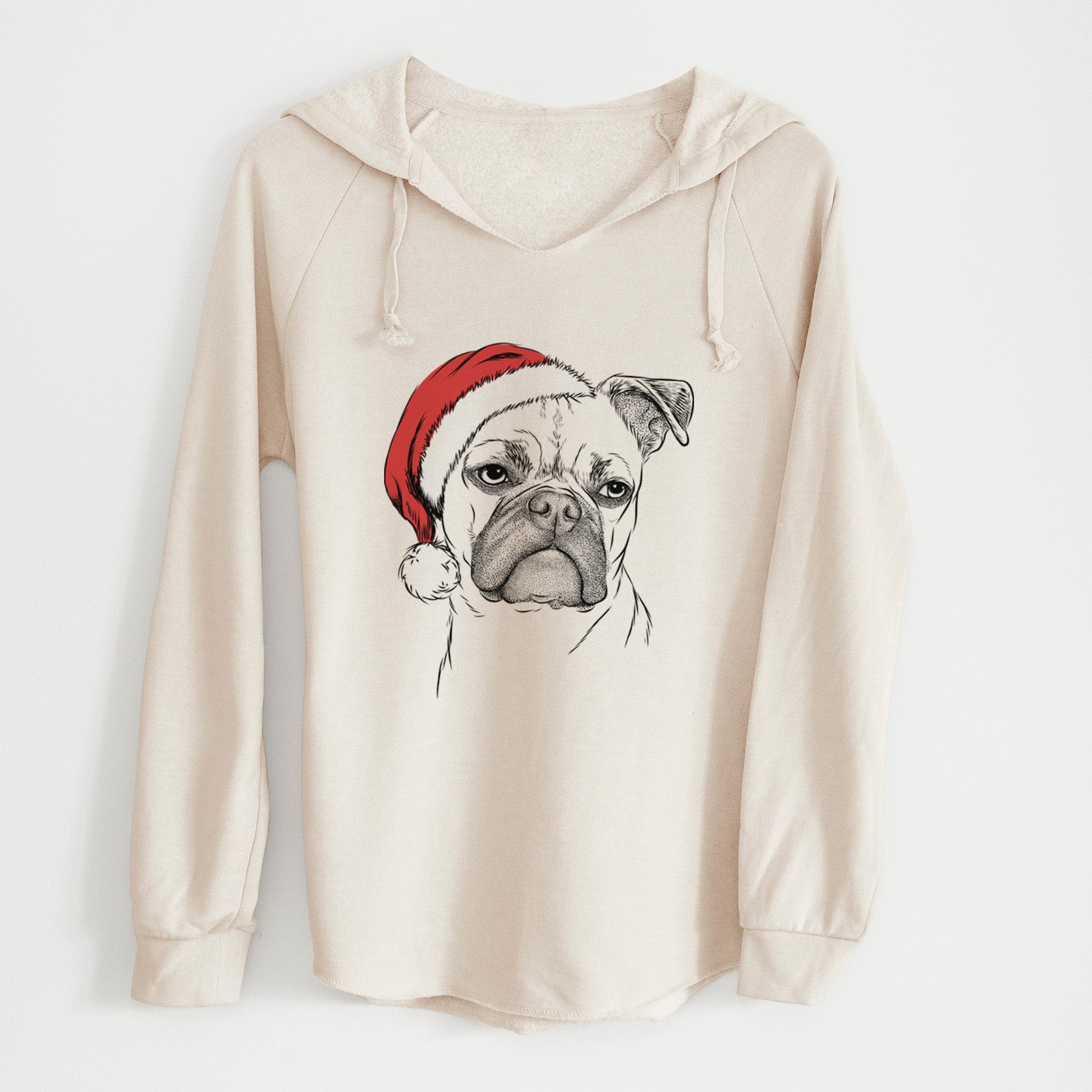 Santa Mack the Bugg (Boston Terrier/Pug) - Cali Wave Hooded Sweatshirt