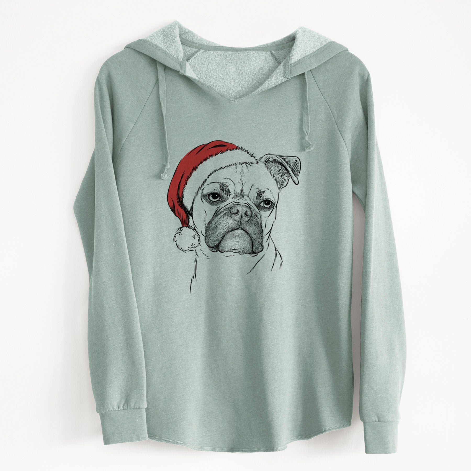 Santa Mack the Bugg (Boston Terrier/Pug) - Cali Wave Hooded Sweatshirt