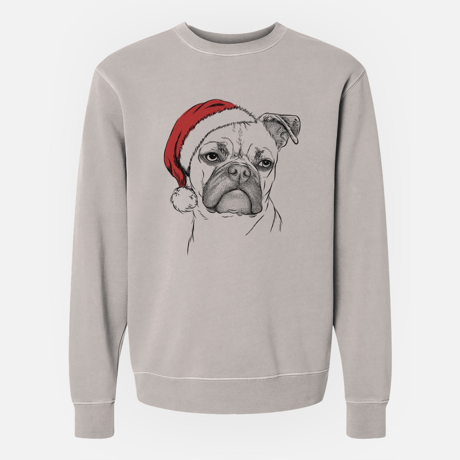 Santa Mack the Bugg (Boston Terrier/Pug) - Unisex Pigment Dyed Crew Sweatshirt