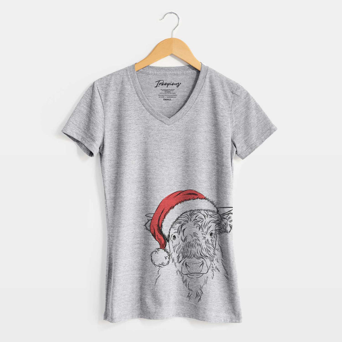Santa Mack the Scottish Highland Cow - Women's V-neck Shirt