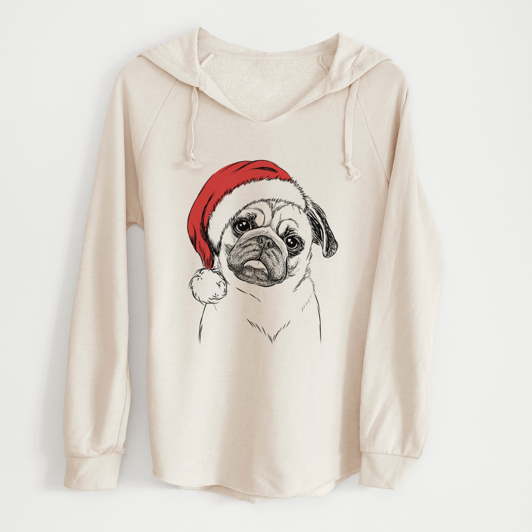 Santa Macy the Pug - Cali Wave Hooded Sweatshirt