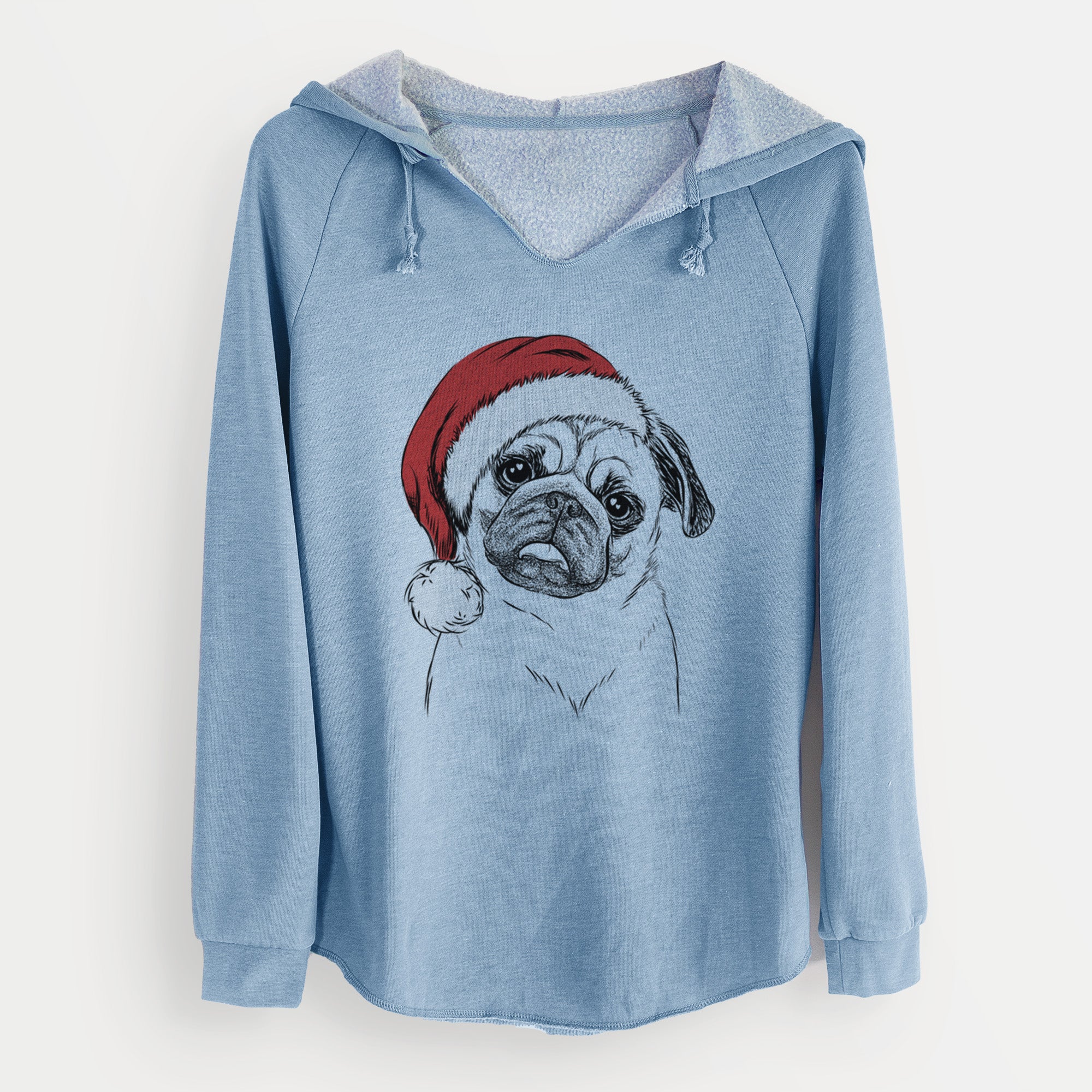 Santa Macy the Pug - Cali Wave Hooded Sweatshirt