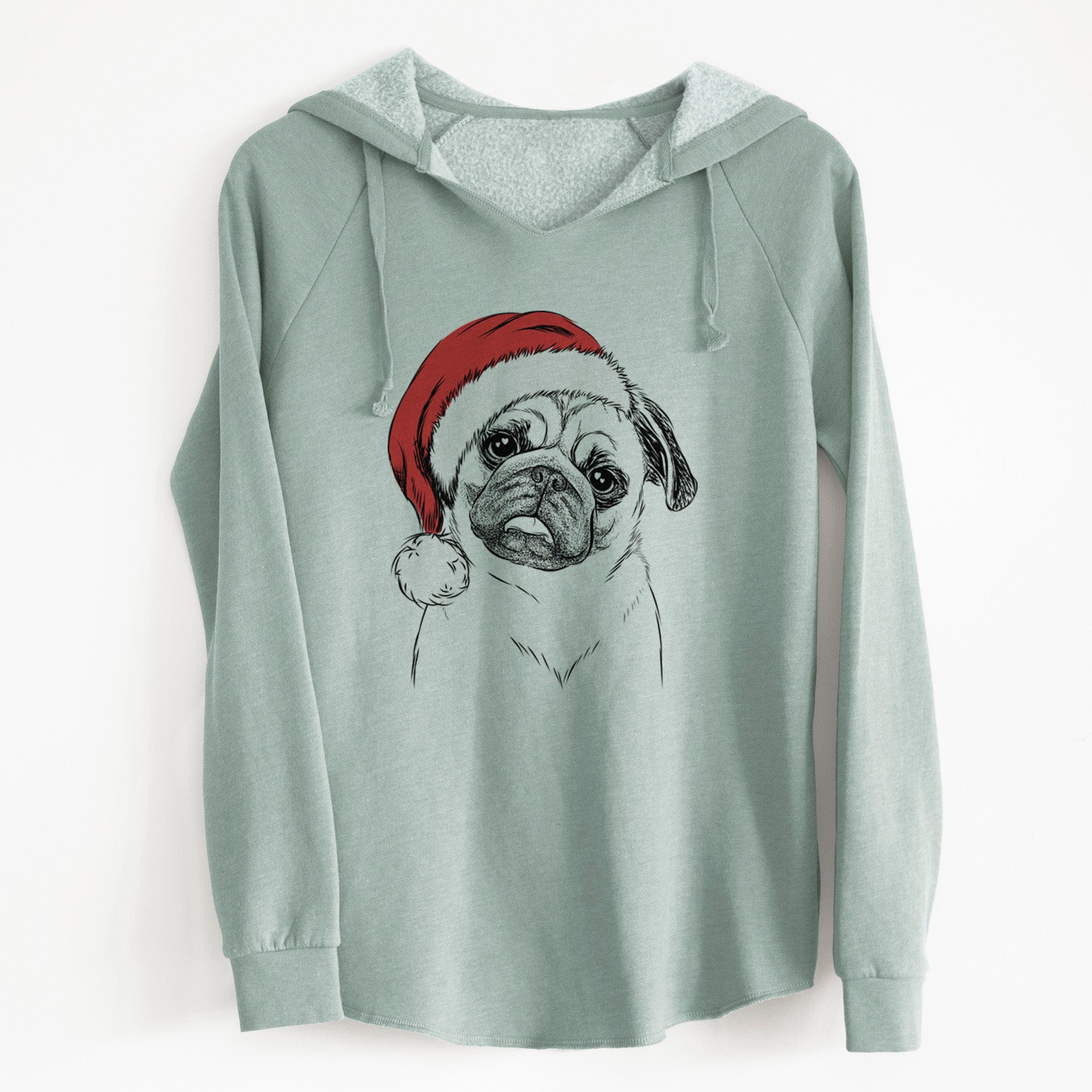 Santa Macy the Pug - Cali Wave Hooded Sweatshirt