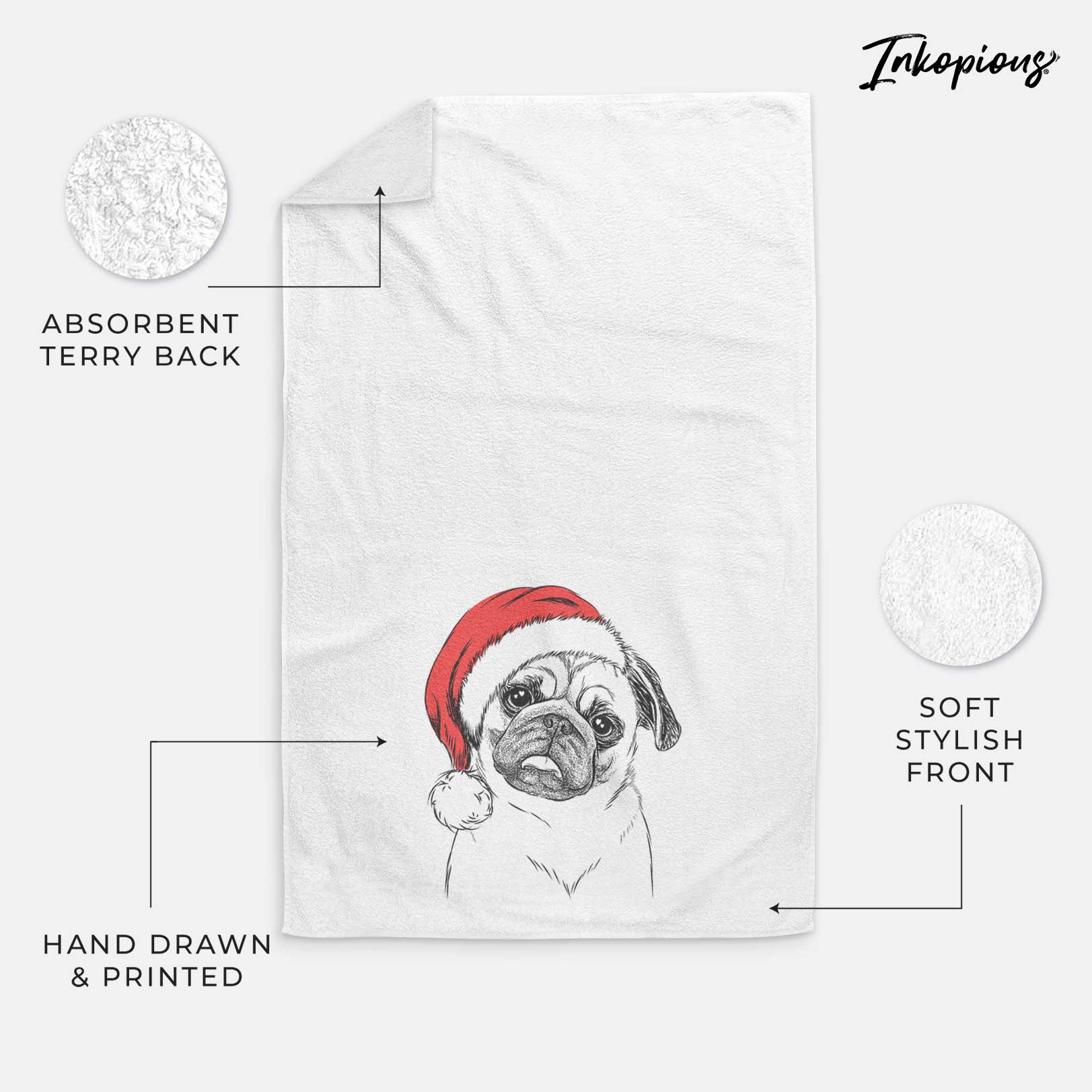 Macy the Pug Decorative Hand Towel