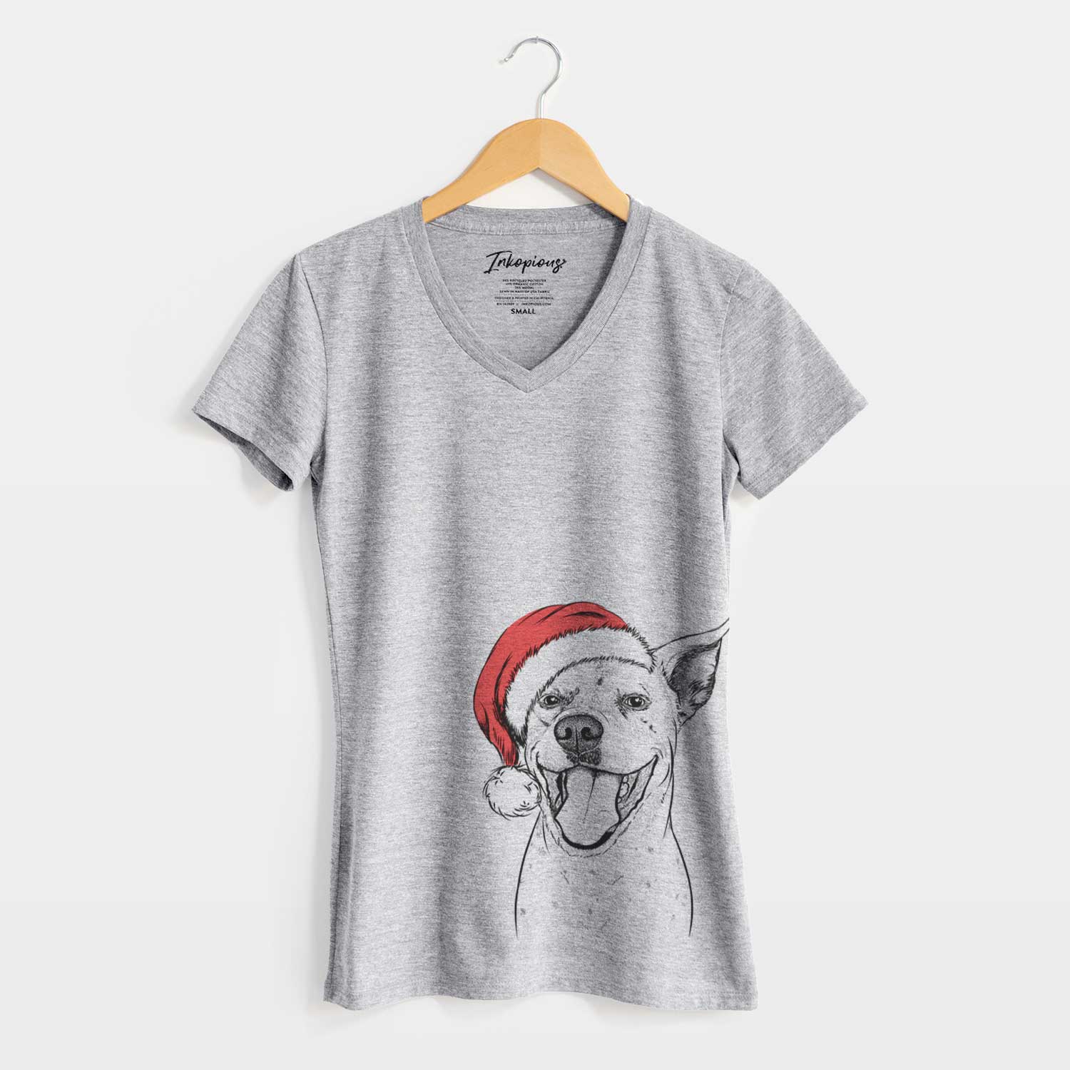 Santa Maddie the Dalmatian Pitbull Mix - Women's V-neck Shirt