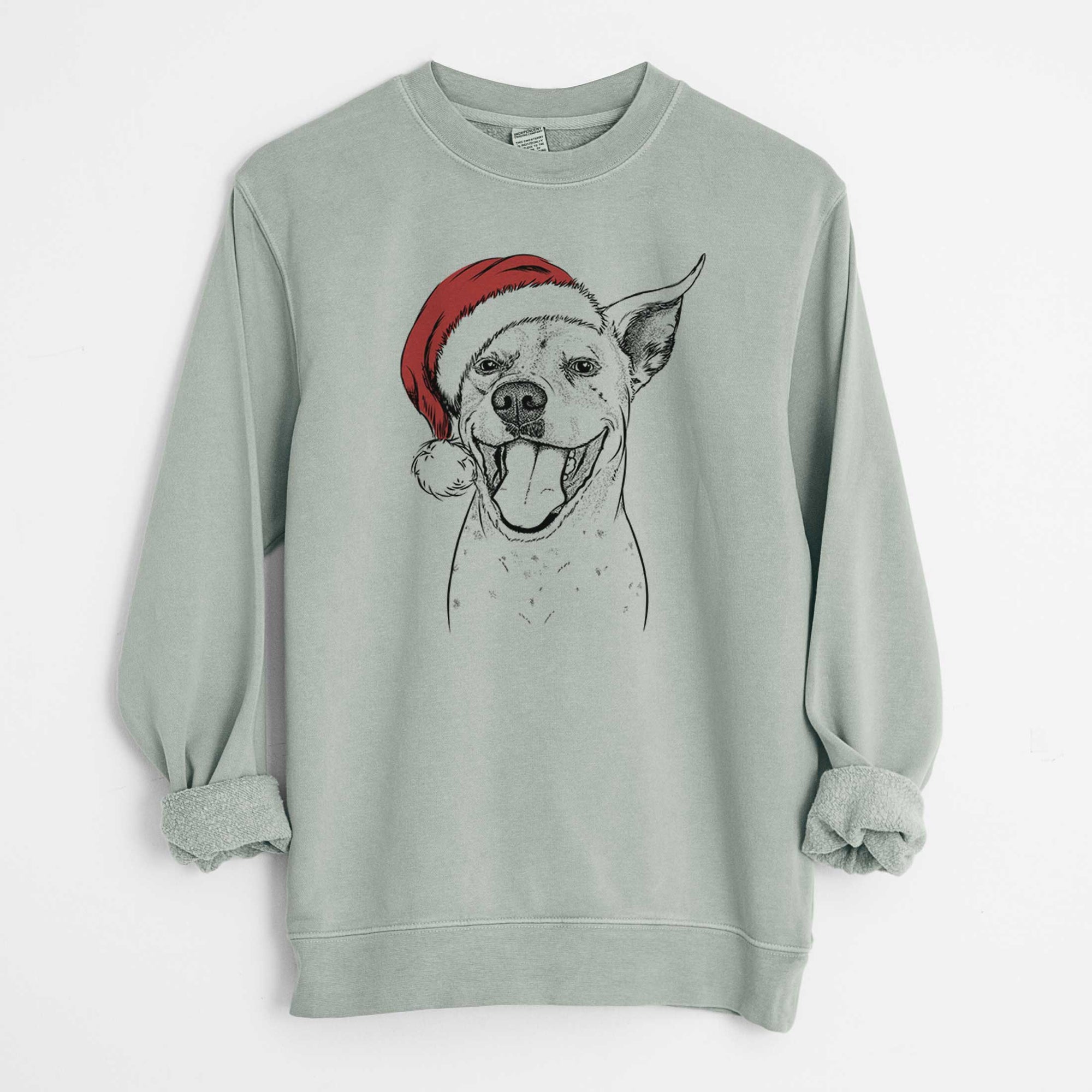 Santa Maddie the Dalmatian Pitbull Mix - Unisex Pigment Dyed Crew Sweatshirt