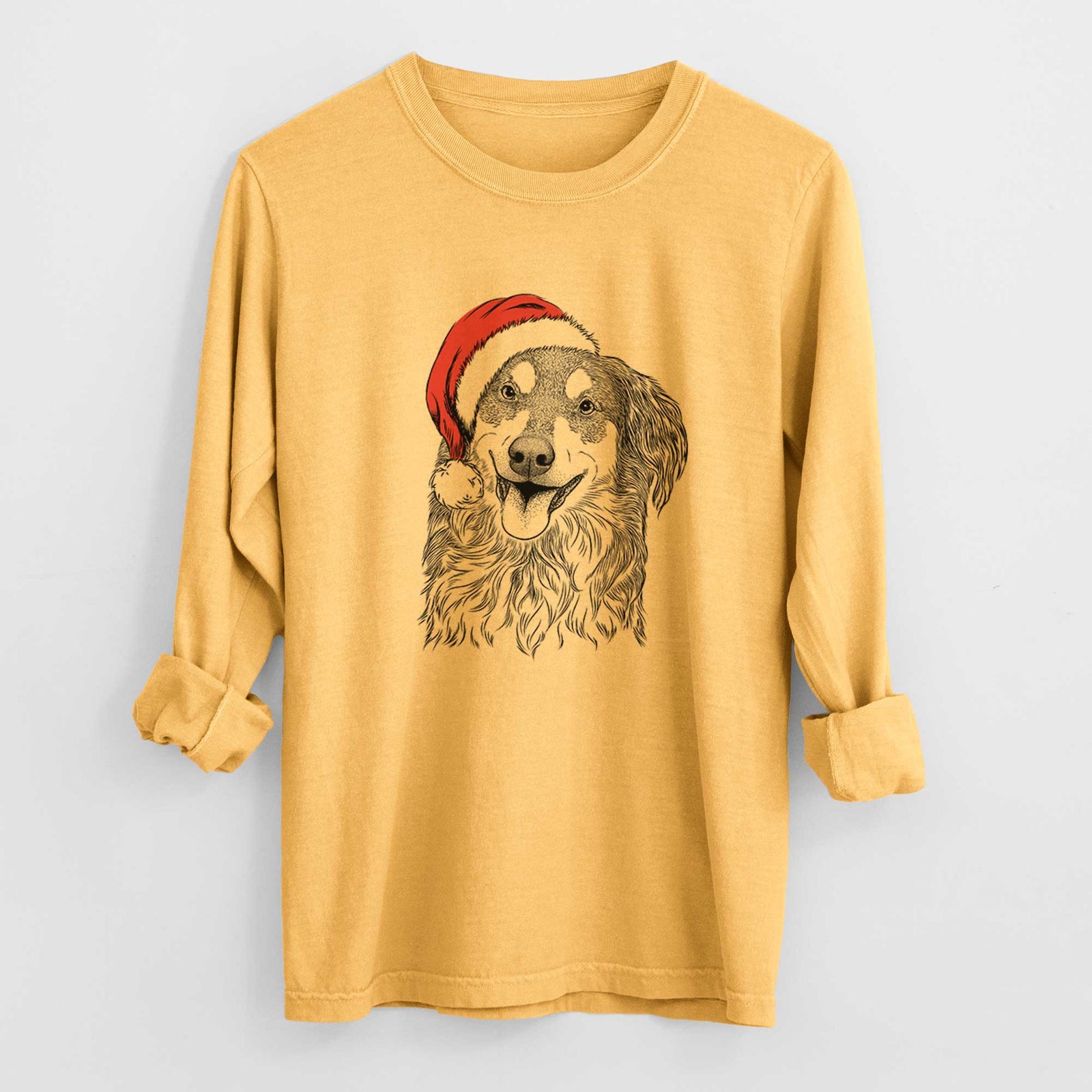 Santa Maddie the English Shepherd - Heavyweight 100% Cotton Long Sleeve