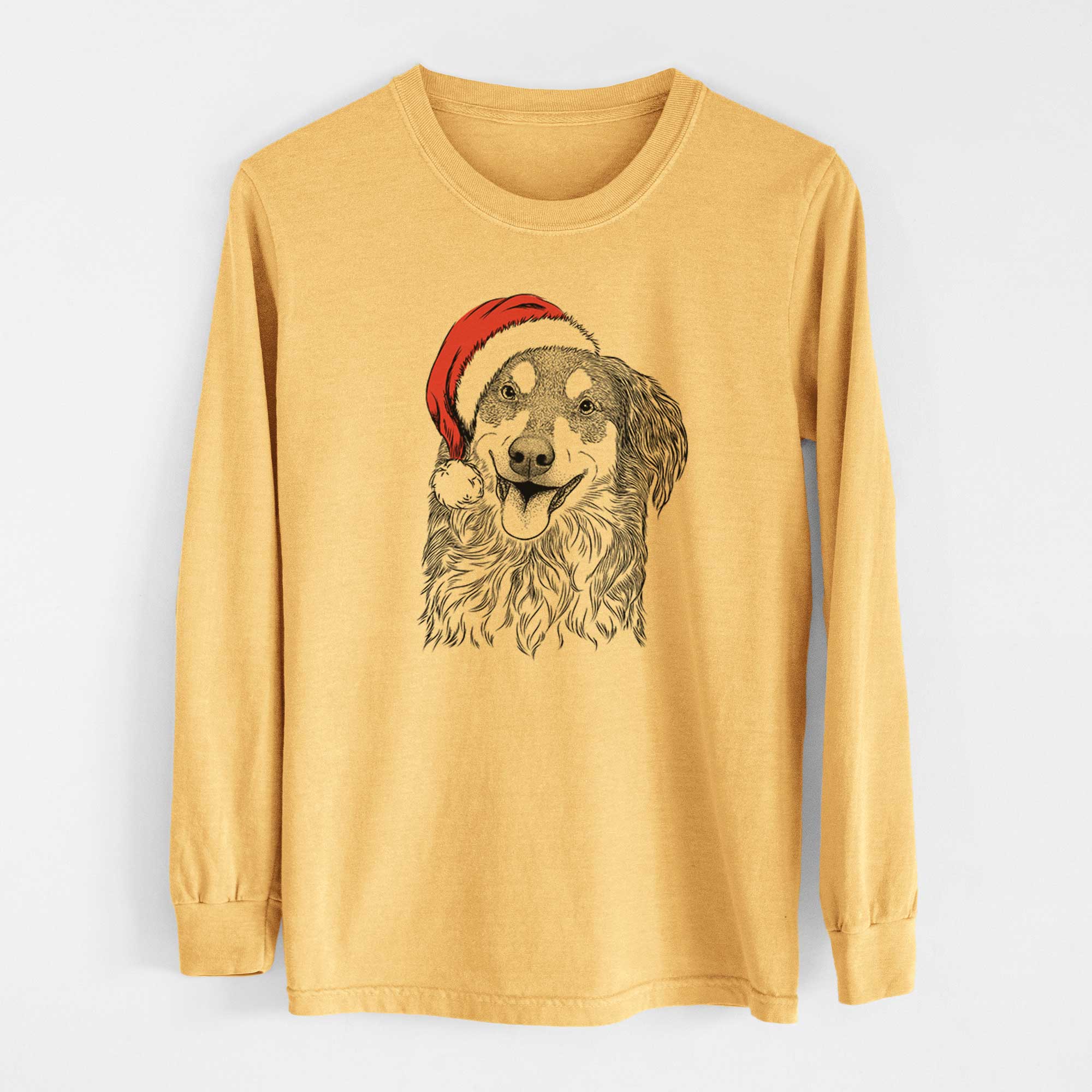 Santa Maddie the English Shepherd - Heavyweight 100% Cotton Long Sleeve