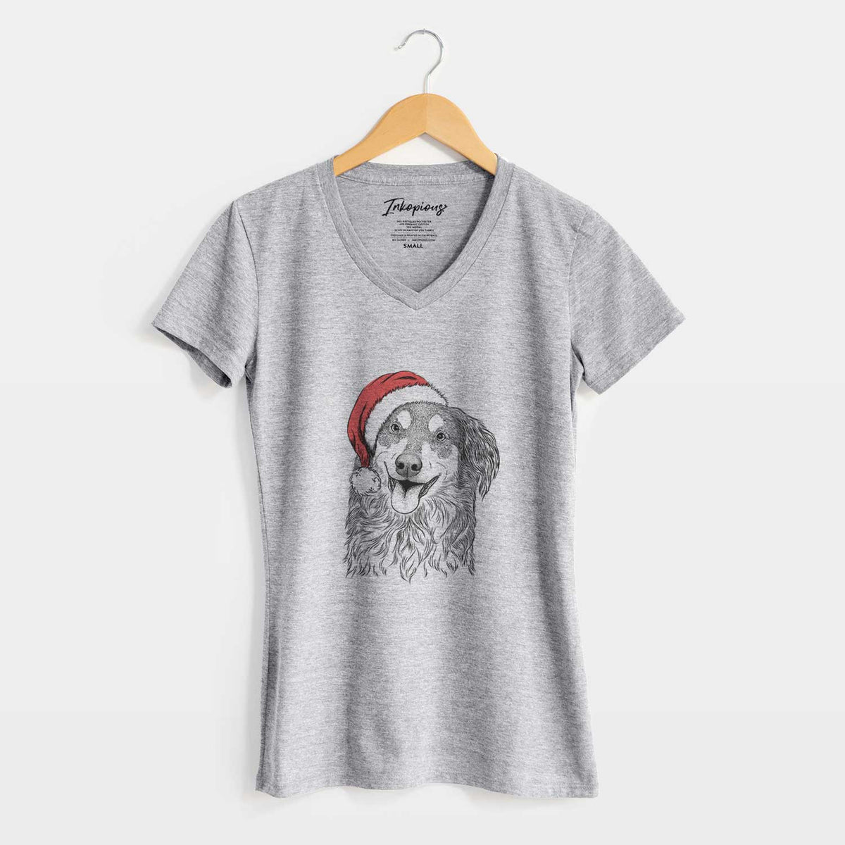 Santa Maddie the English Shepherd - Women's V-neck Shirt