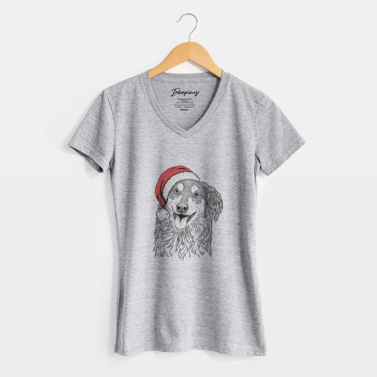 Santa Maddie the English Shepherd - Women's V-neck Shirt