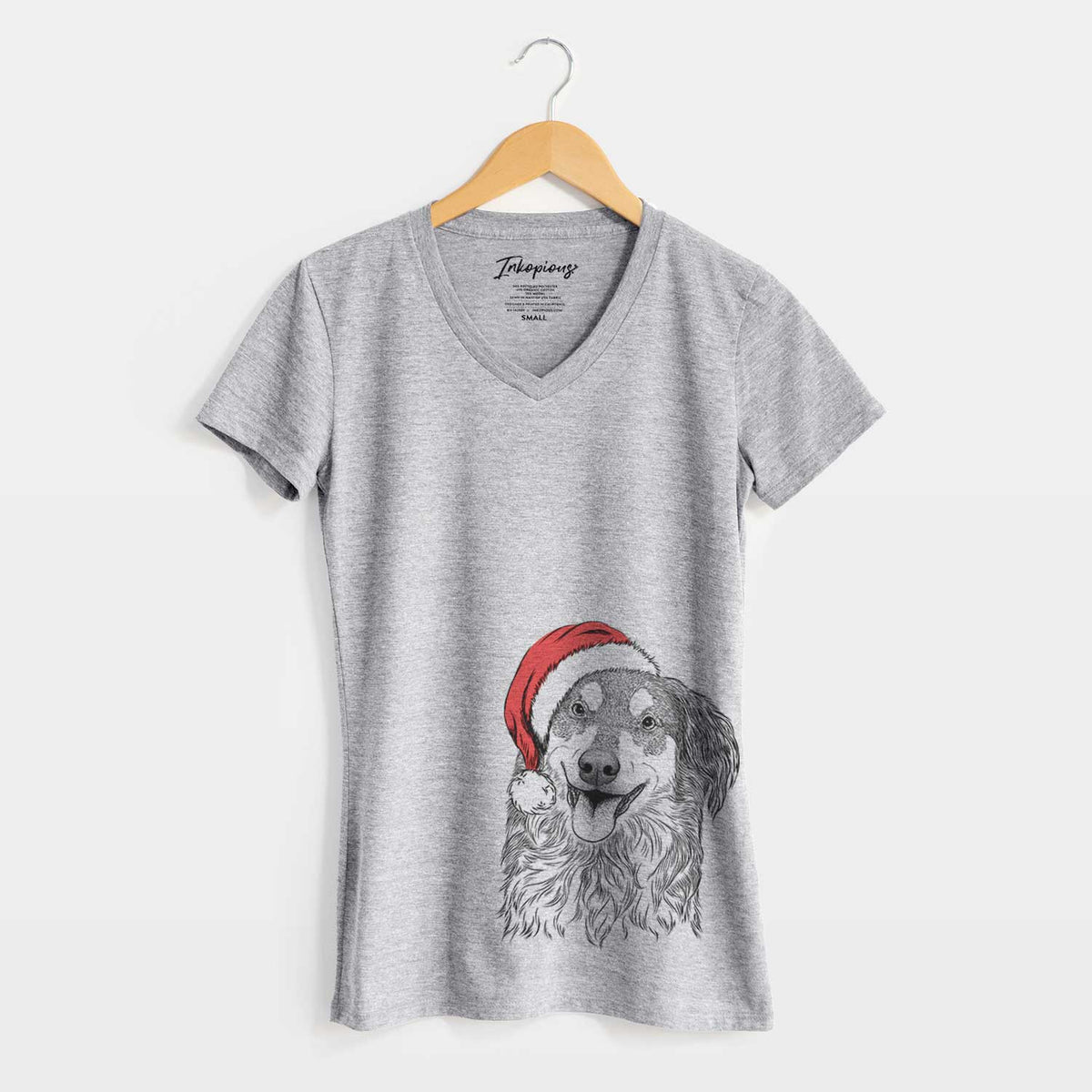 Santa Maddie the English Shepherd - Women's V-neck Shirt