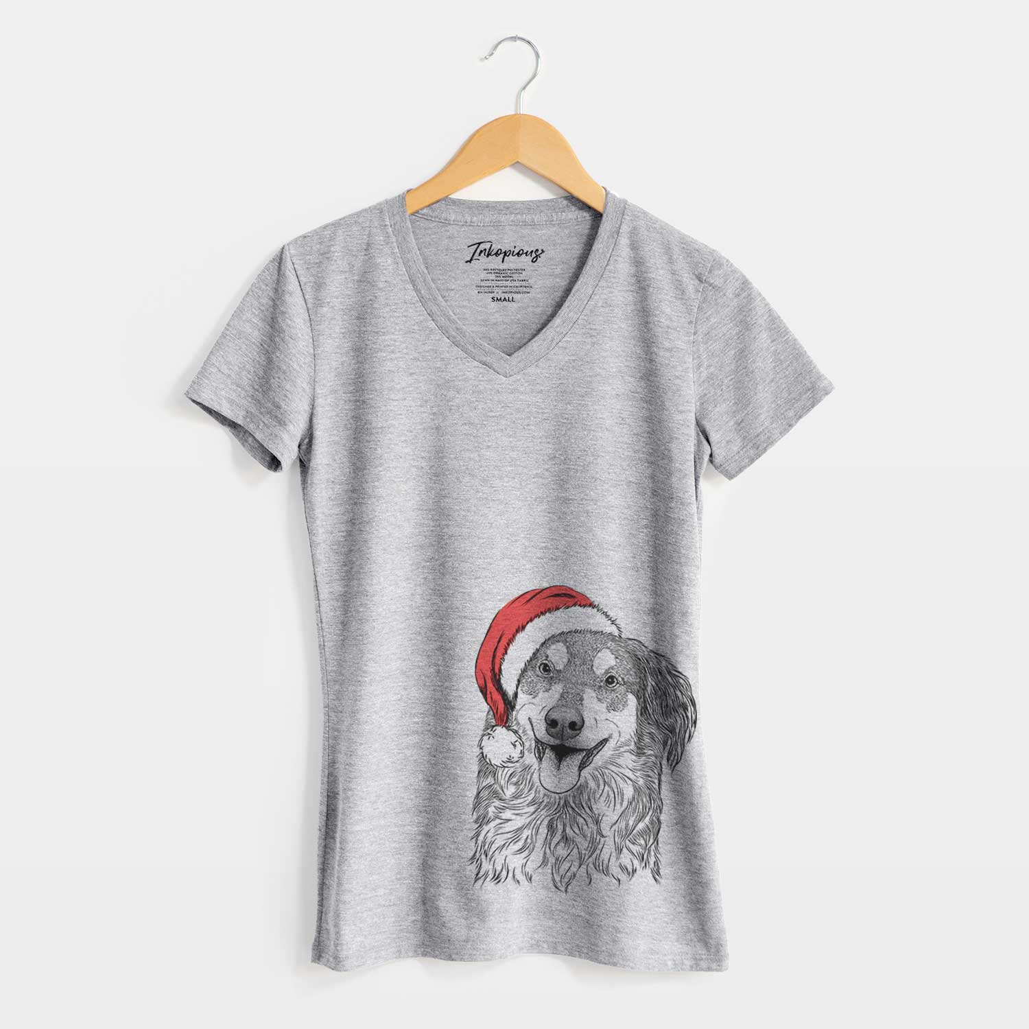 Santa Maddie the English Shepherd - Women's V-neck Shirt