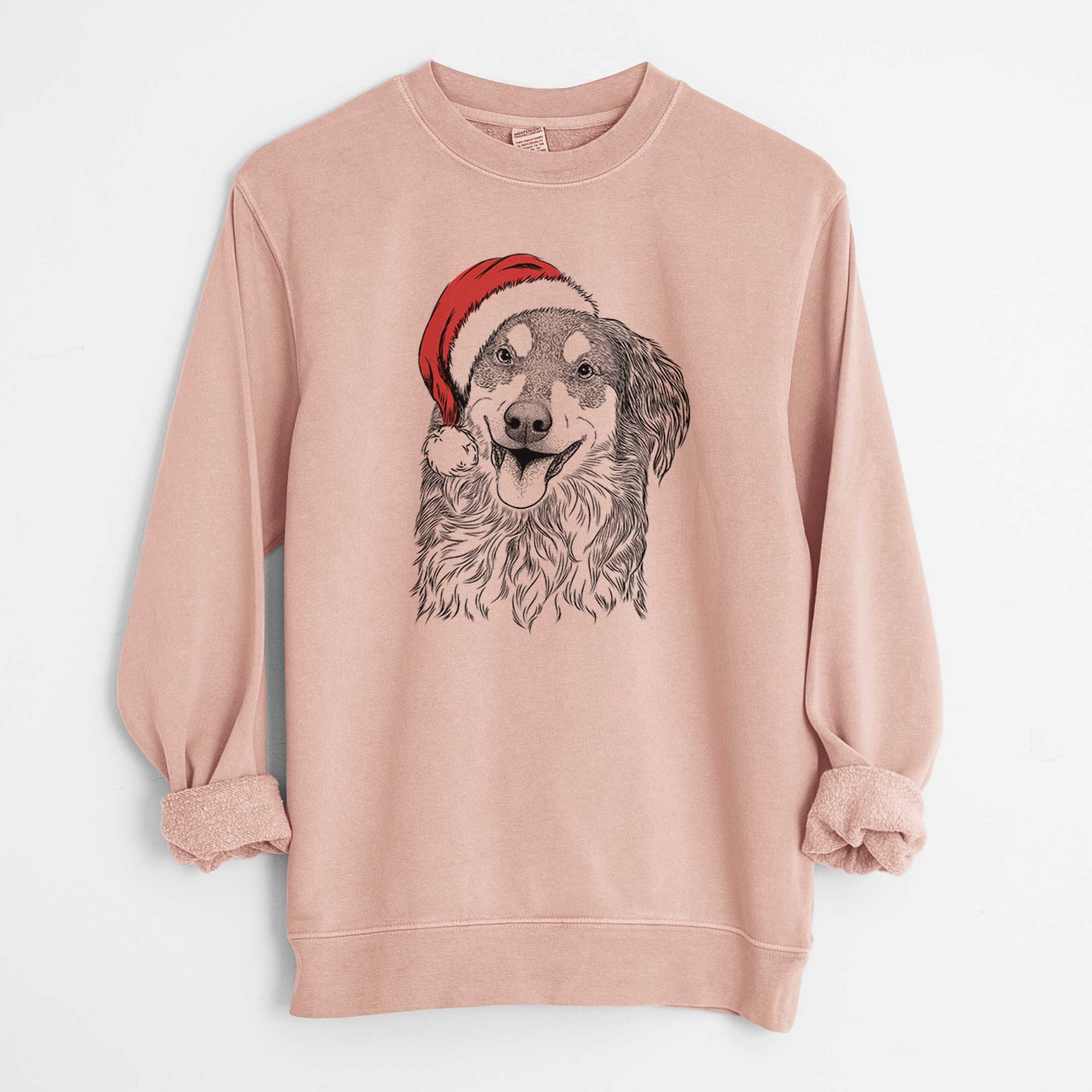 Santa Maddie the English Shepherd - Unisex Pigment Dyed Crew Sweatshirt