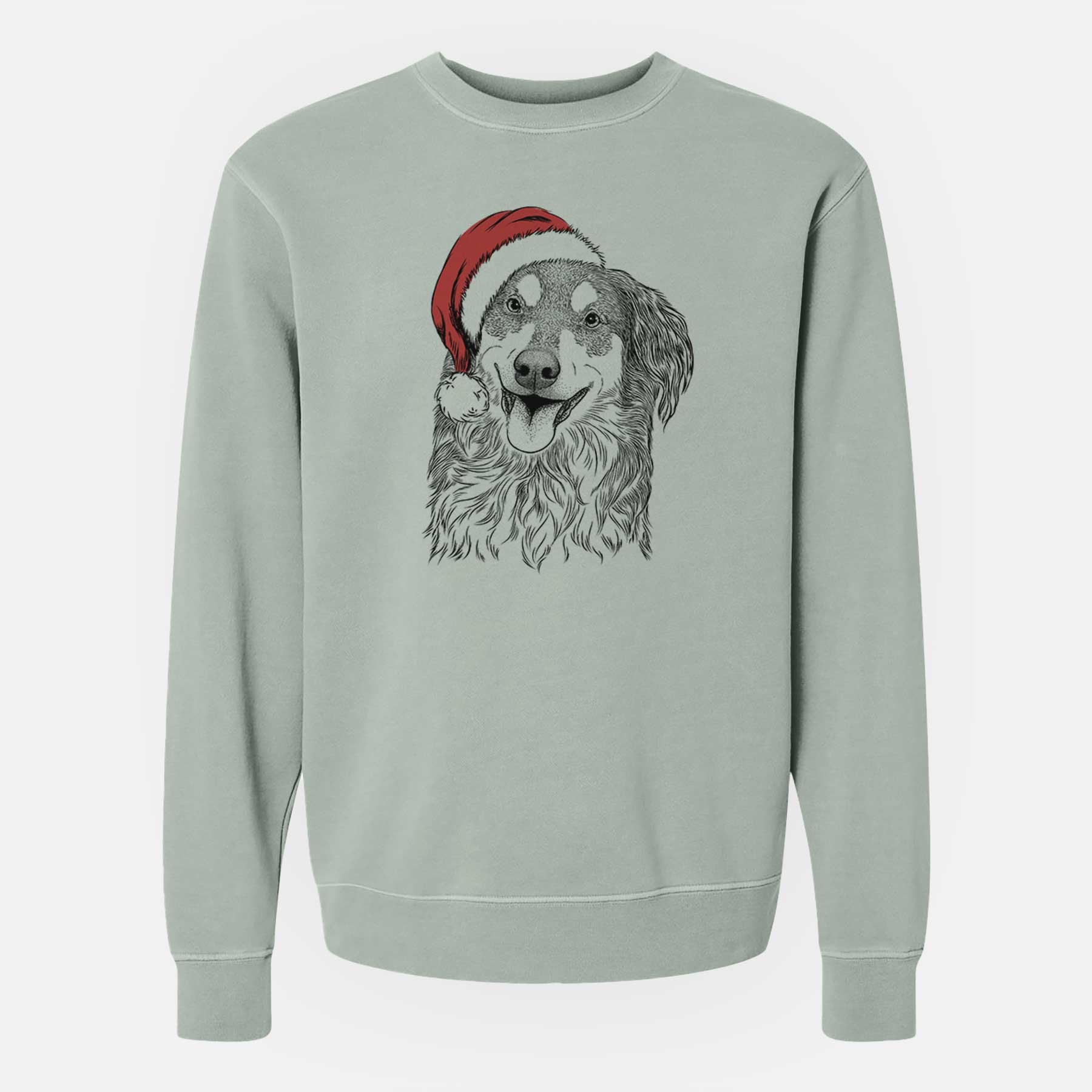 Santa Maddie the English Shepherd - Unisex Pigment Dyed Crew Sweatshirt