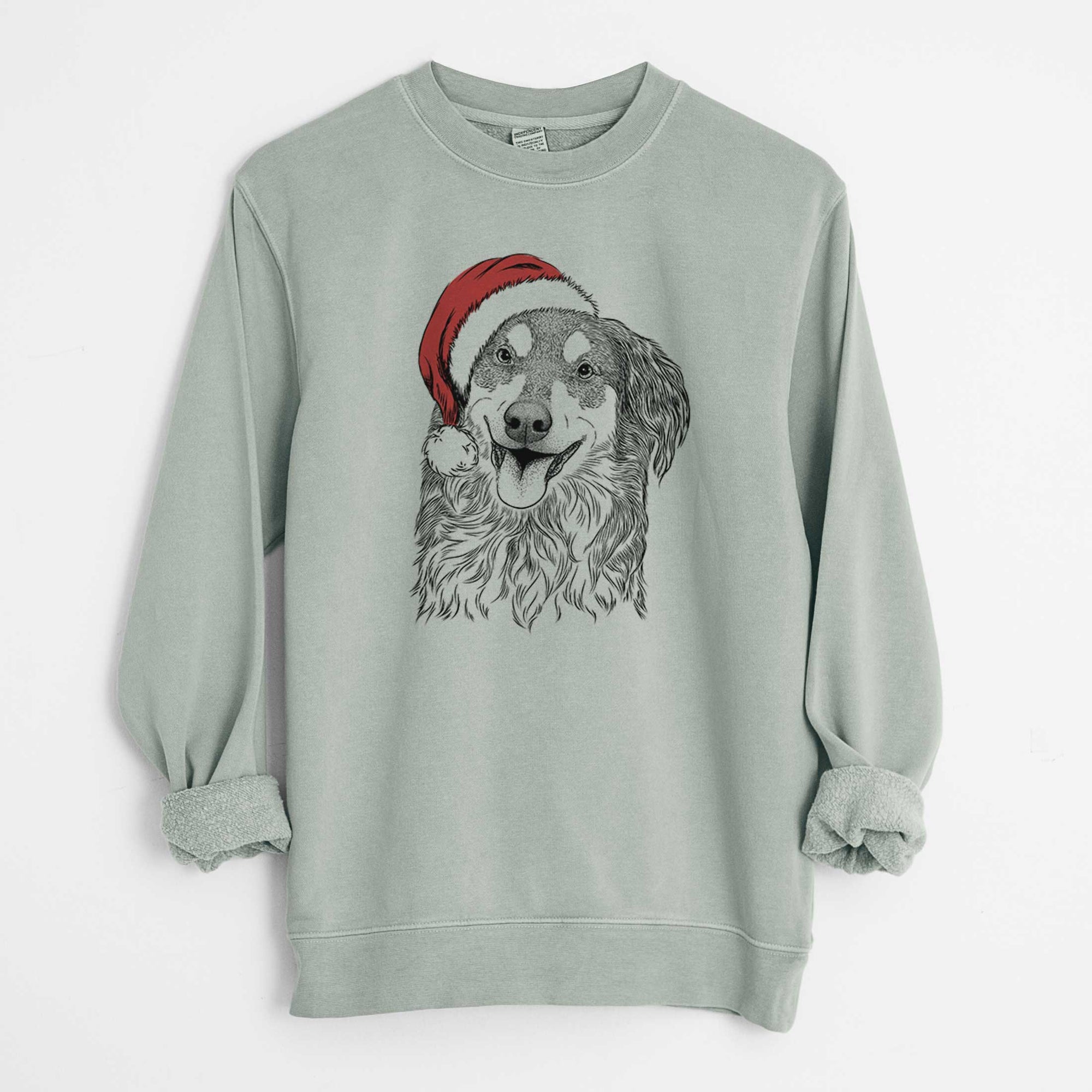 Santa Maddie the English Shepherd - Unisex Pigment Dyed Crew Sweatshirt