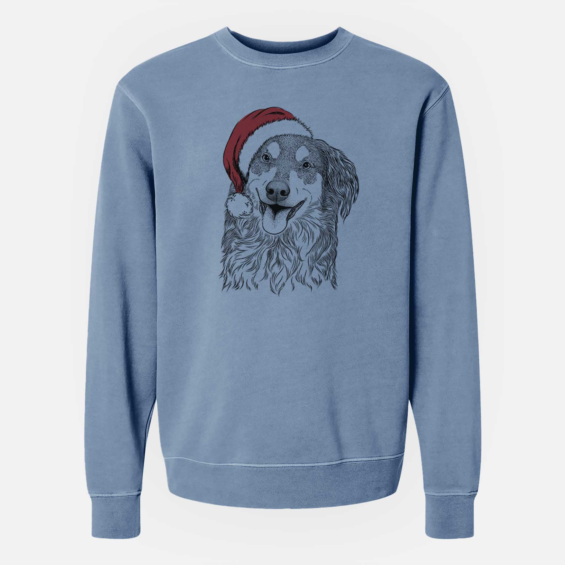 Santa Maddie the English Shepherd - Unisex Pigment Dyed Crew Sweatshirt