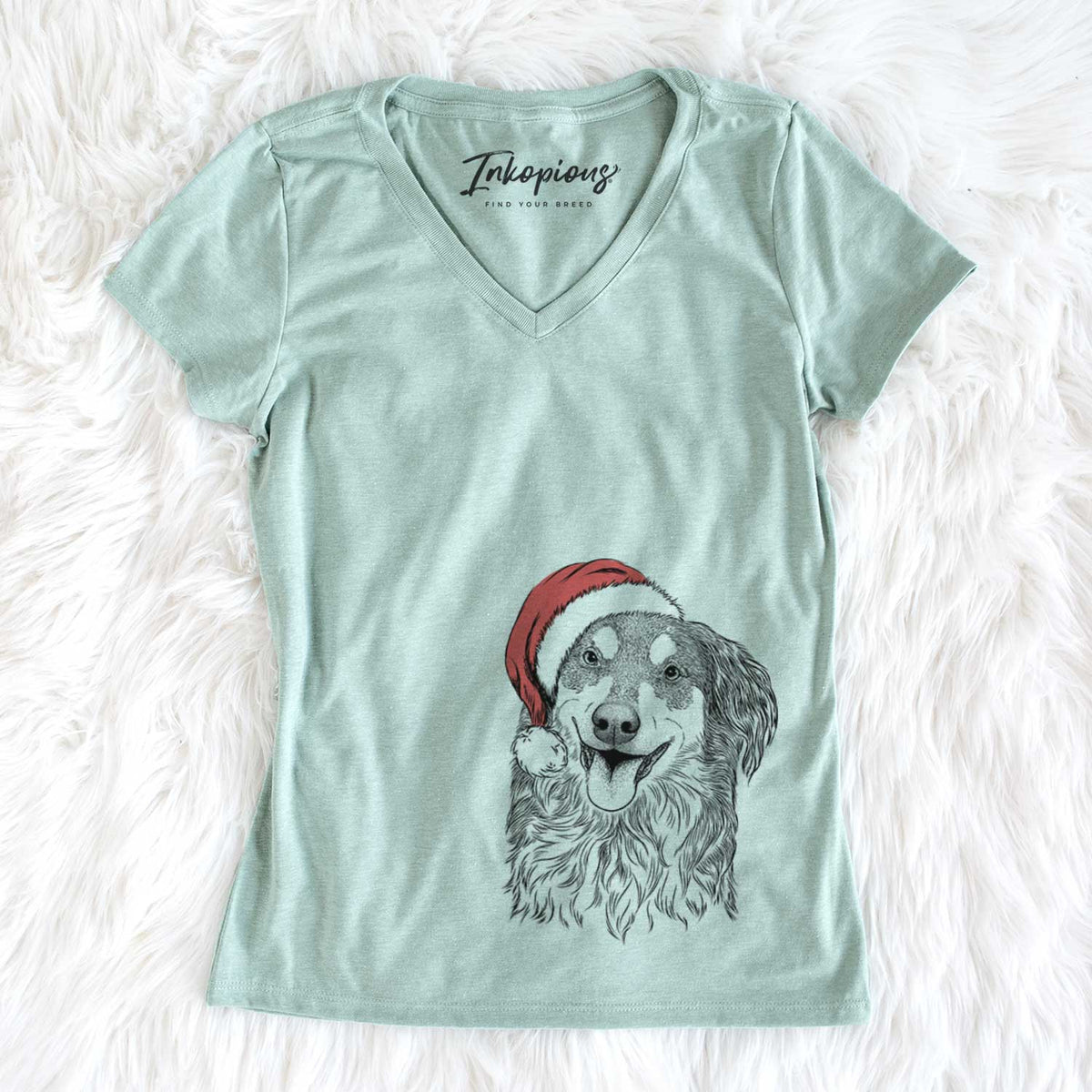Santa Maddie the English Shepherd - Women&#39;s V-neck Shirt
