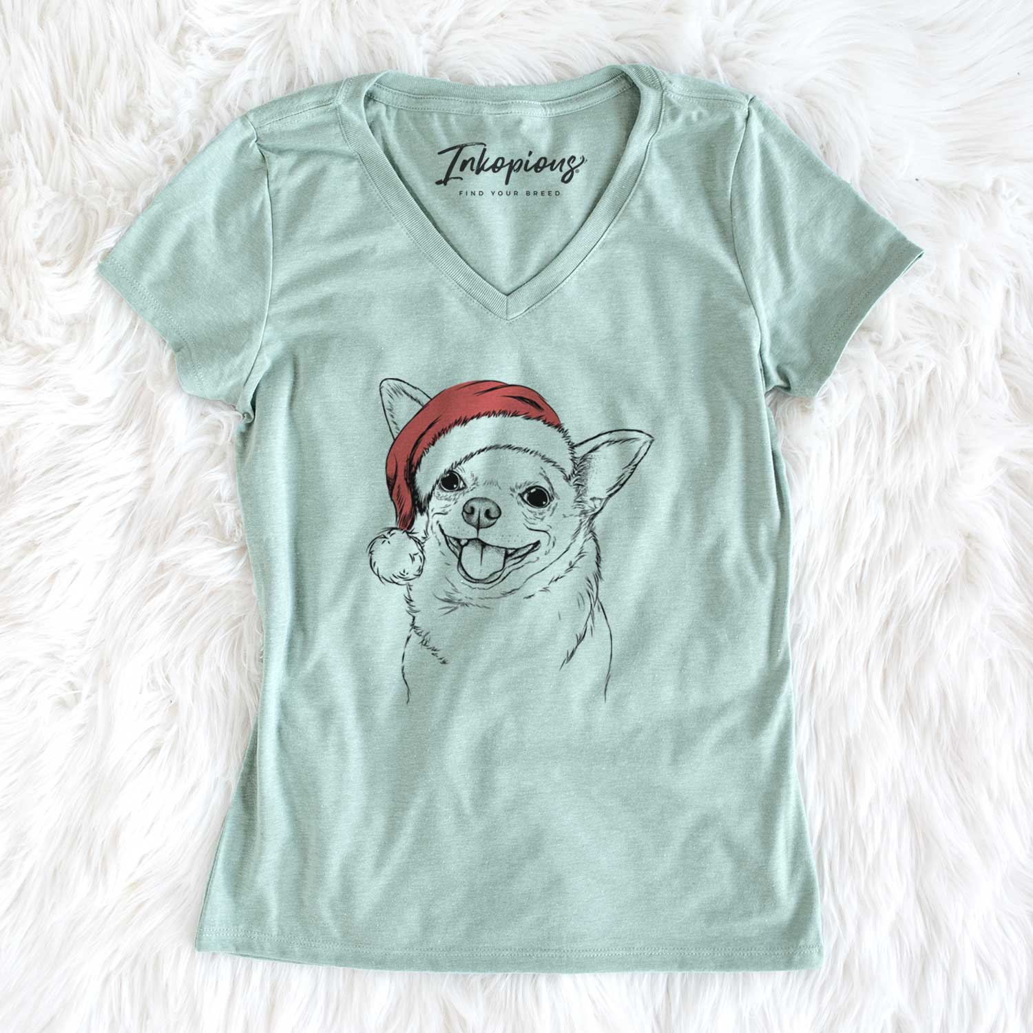 Santa Maddison Pearl the Chihuahua - Women's V-neck Shirt