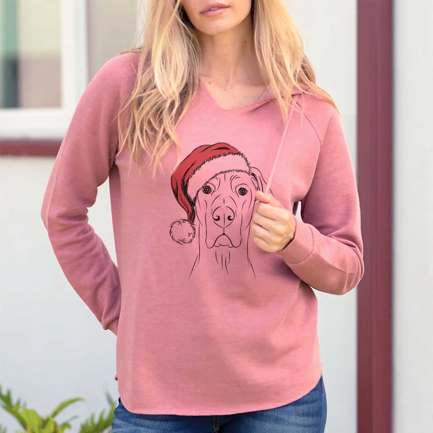 Santa Maddox the Great Dane - Cali Wave Hooded Sweatshirt