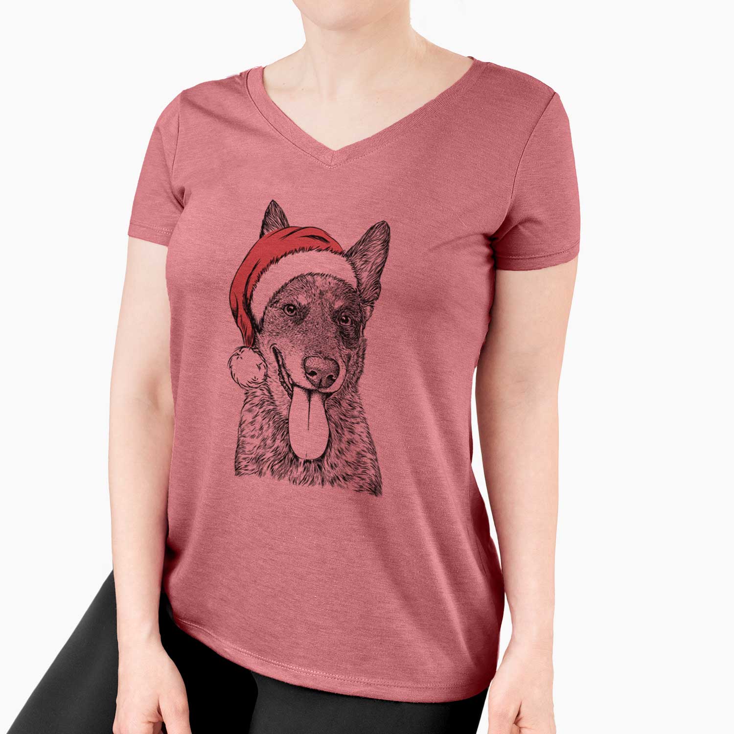 Santa Madison the Blue Heeler - Women's V-neck Shirt