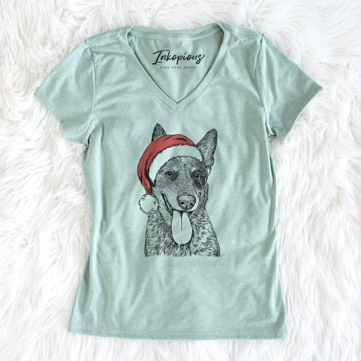 Santa Madison the Blue Heeler - Women's V-neck Shirt