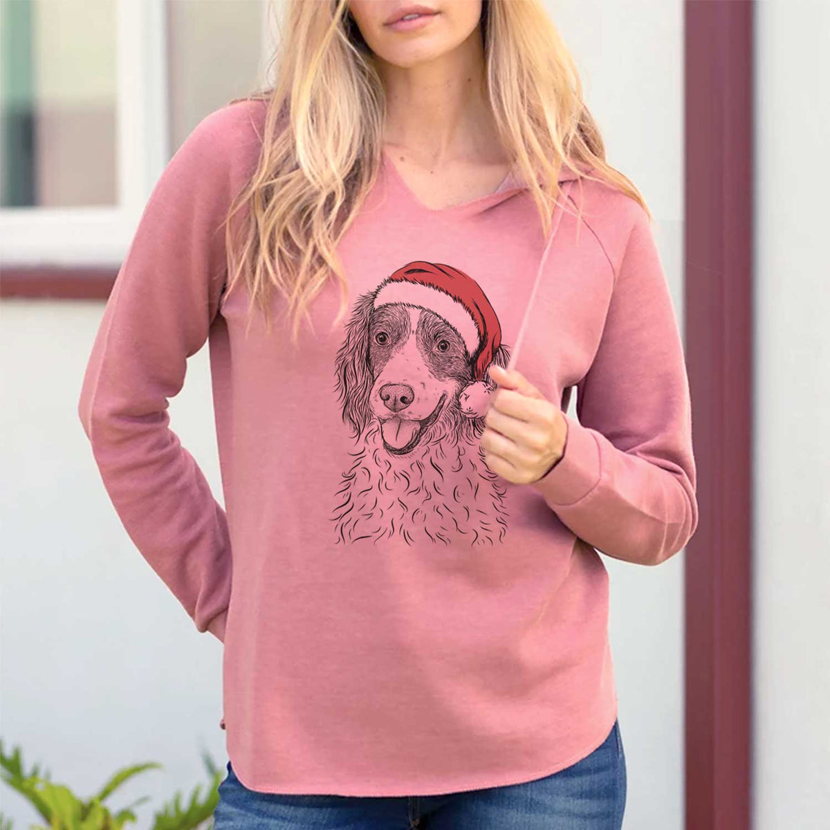 Santa Maggie the Springer Spaniel - Cali Wave Hooded Sweatshirt