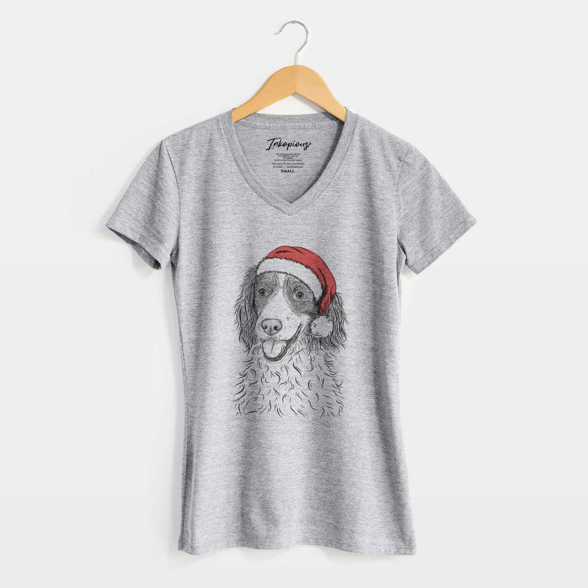 Santa Maggie the Springer Spaniel - Women's V-neck Shirt