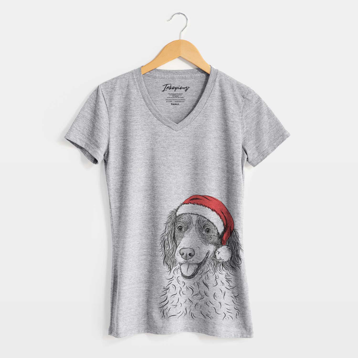 Santa Maggie the Springer Spaniel - Women's V-neck Shirt