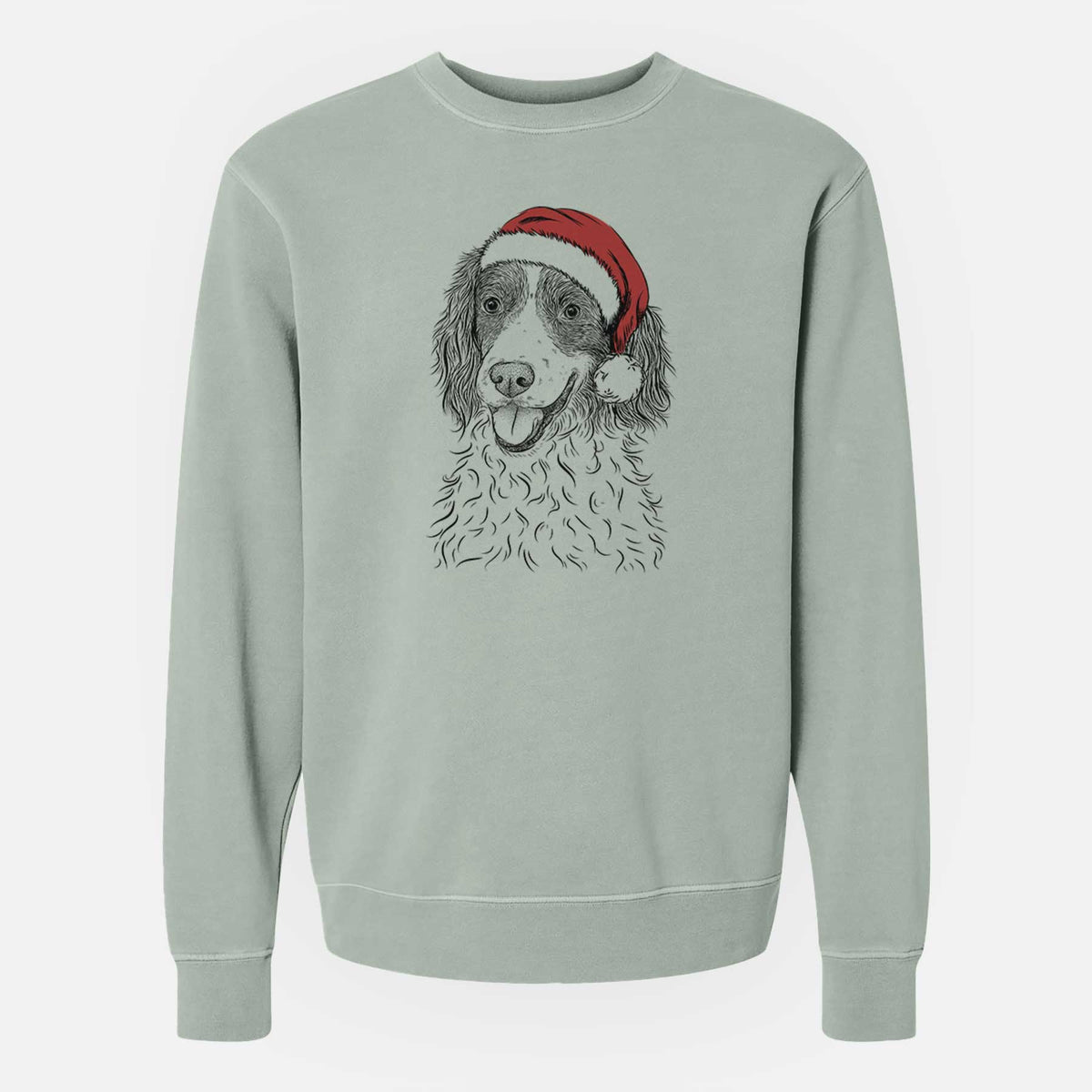 Santa Maggie the Springer Spaniel - Unisex Pigment Dyed Crew Sweatshirt