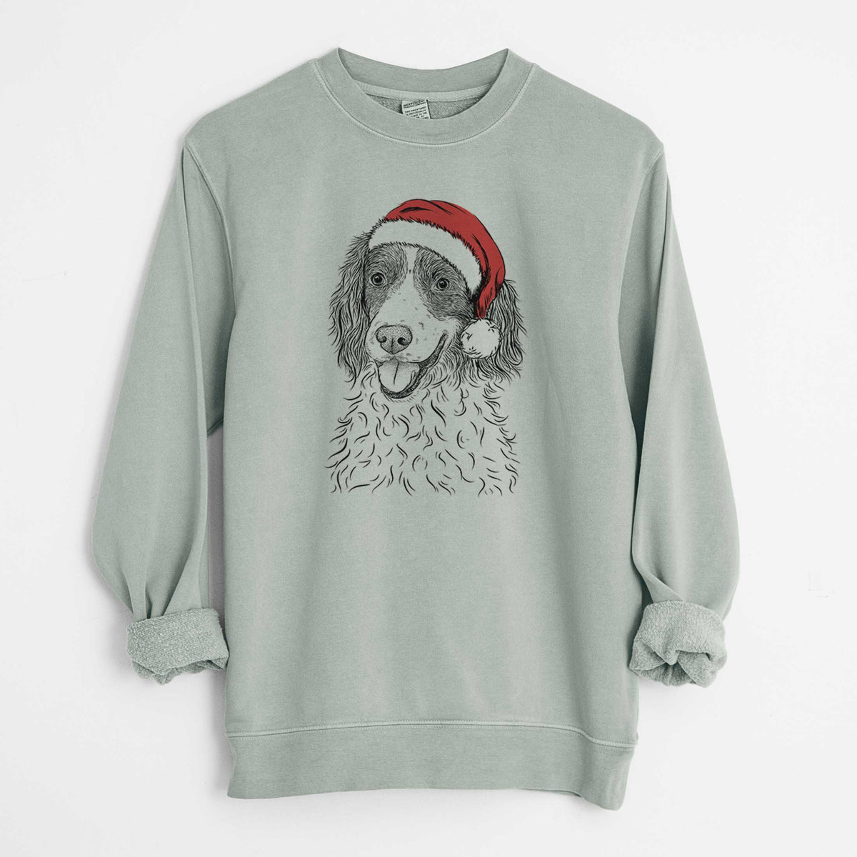Santa Maggie the Springer Spaniel - Unisex Pigment Dyed Crew Sweatshirt