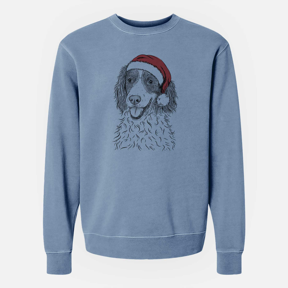 Santa Maggie the Springer Spaniel - Unisex Pigment Dyed Crew Sweatshirt