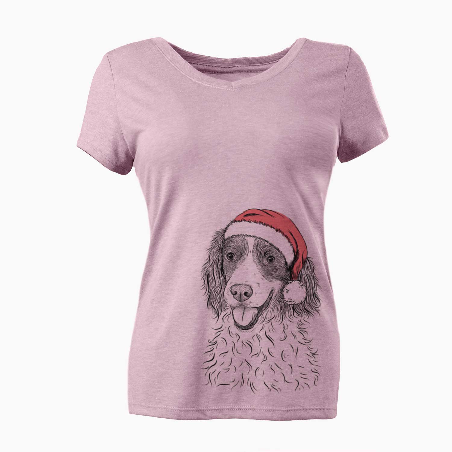 Santa Maggie the Springer Spaniel - Women's V-neck Shirt