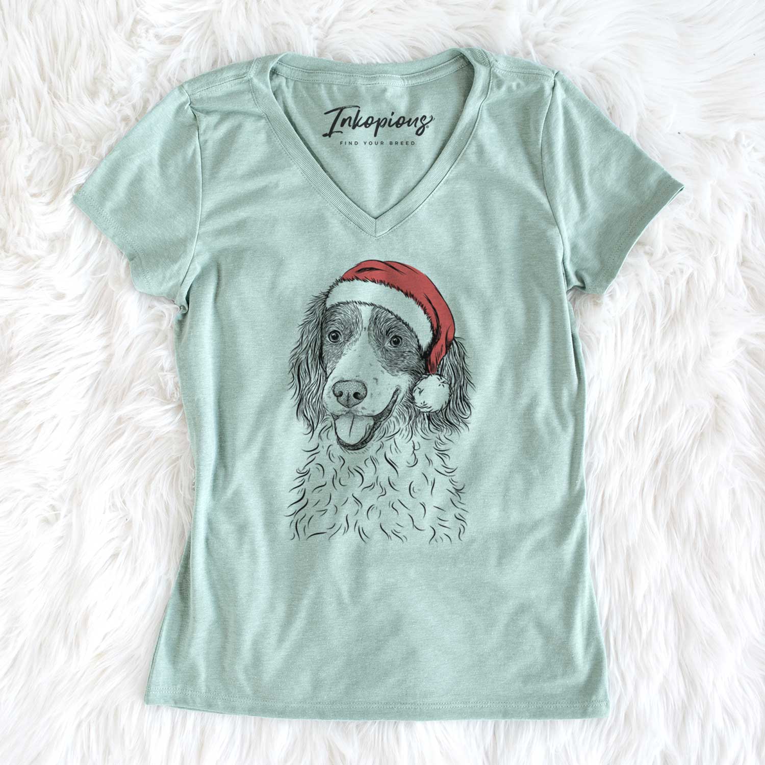 Santa Maggie the Springer Spaniel - Women's V-neck Shirt