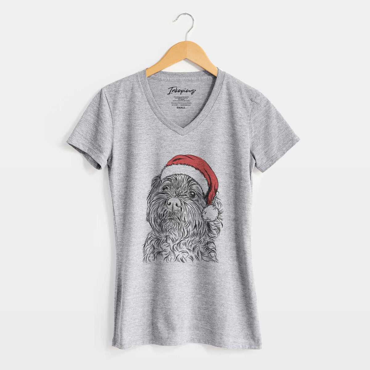 Santa Maggie Girl the Cockapoo - Women's V-neck Shirt
