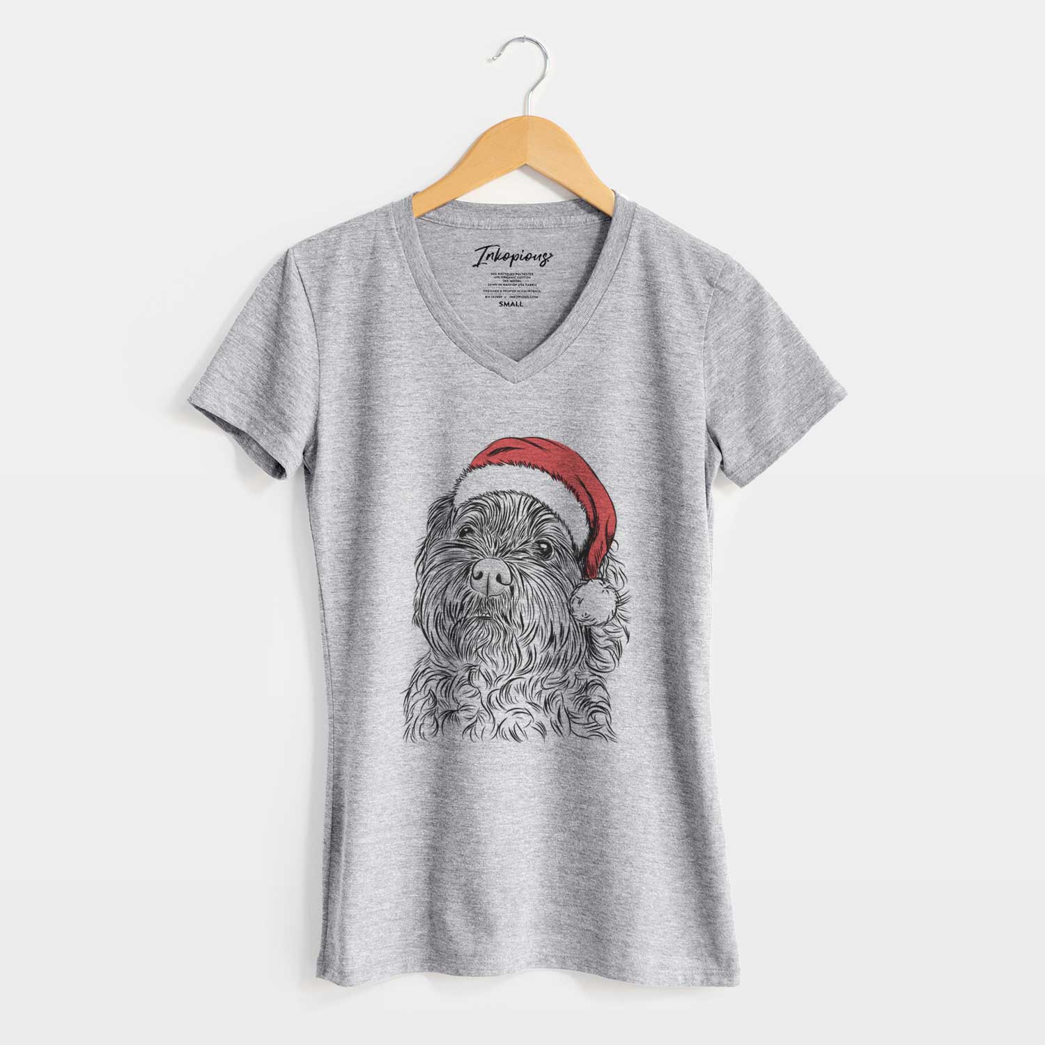 Santa Maggie Girl the Cockapoo - Women's V-neck Shirt