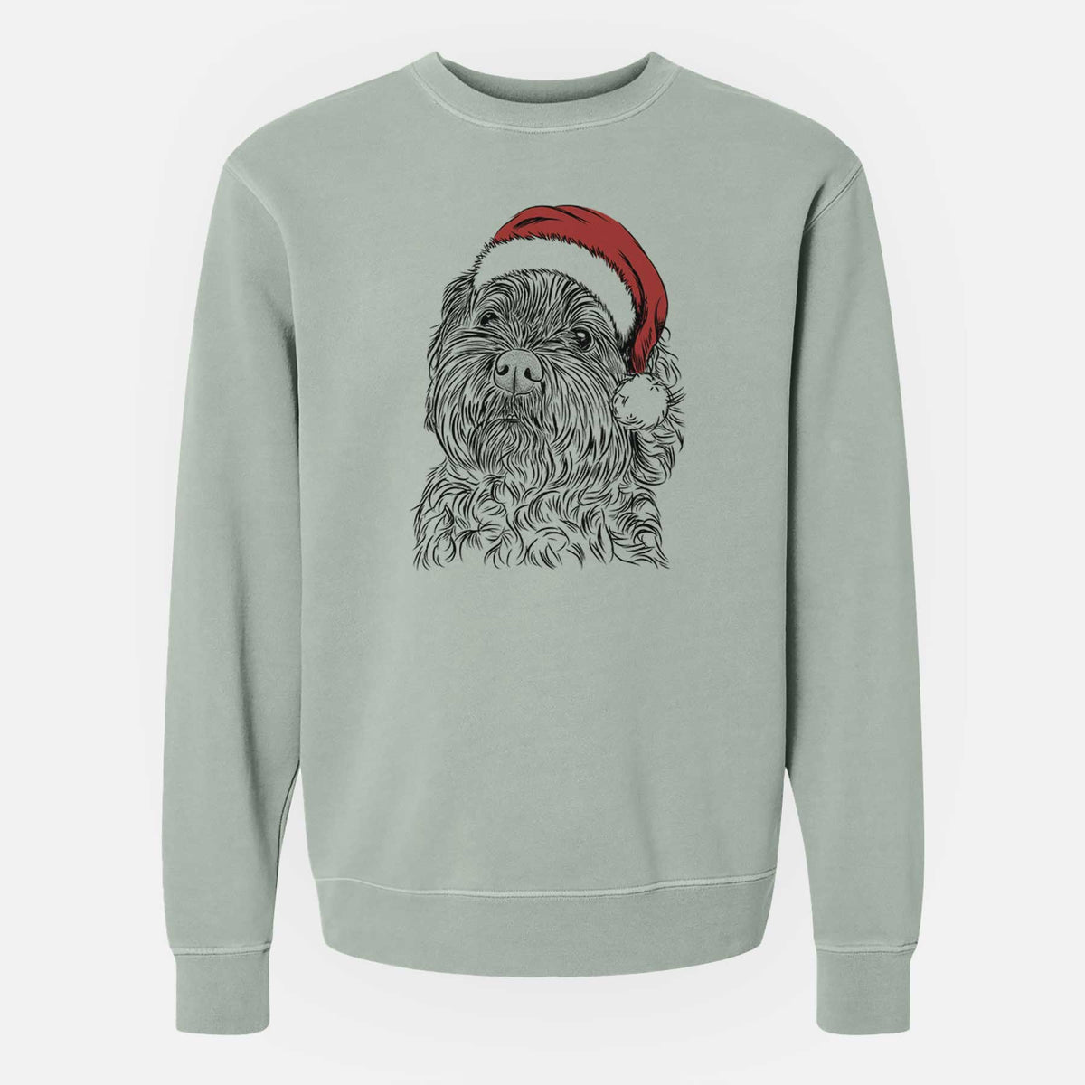 Santa Maggie Girl the Cockapoo - Unisex Pigment Dyed Crew Sweatshirt