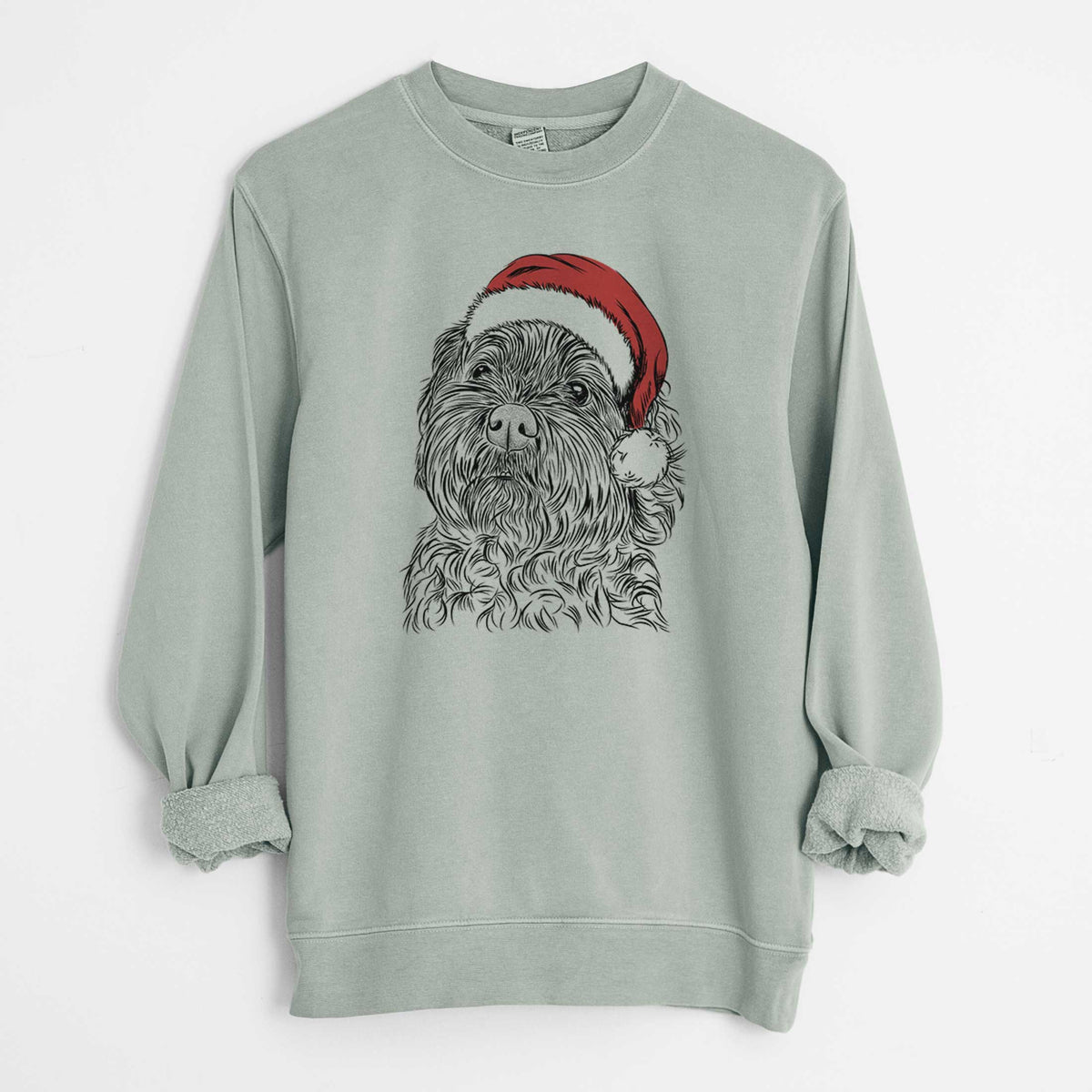 Santa Maggie Girl the Cockapoo - Unisex Pigment Dyed Crew Sweatshirt