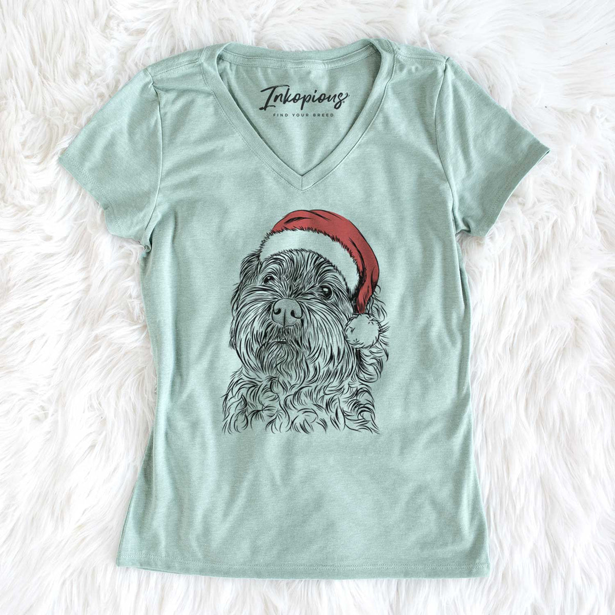 Santa Maggie Girl the Cockapoo - Women's V-neck Shirt