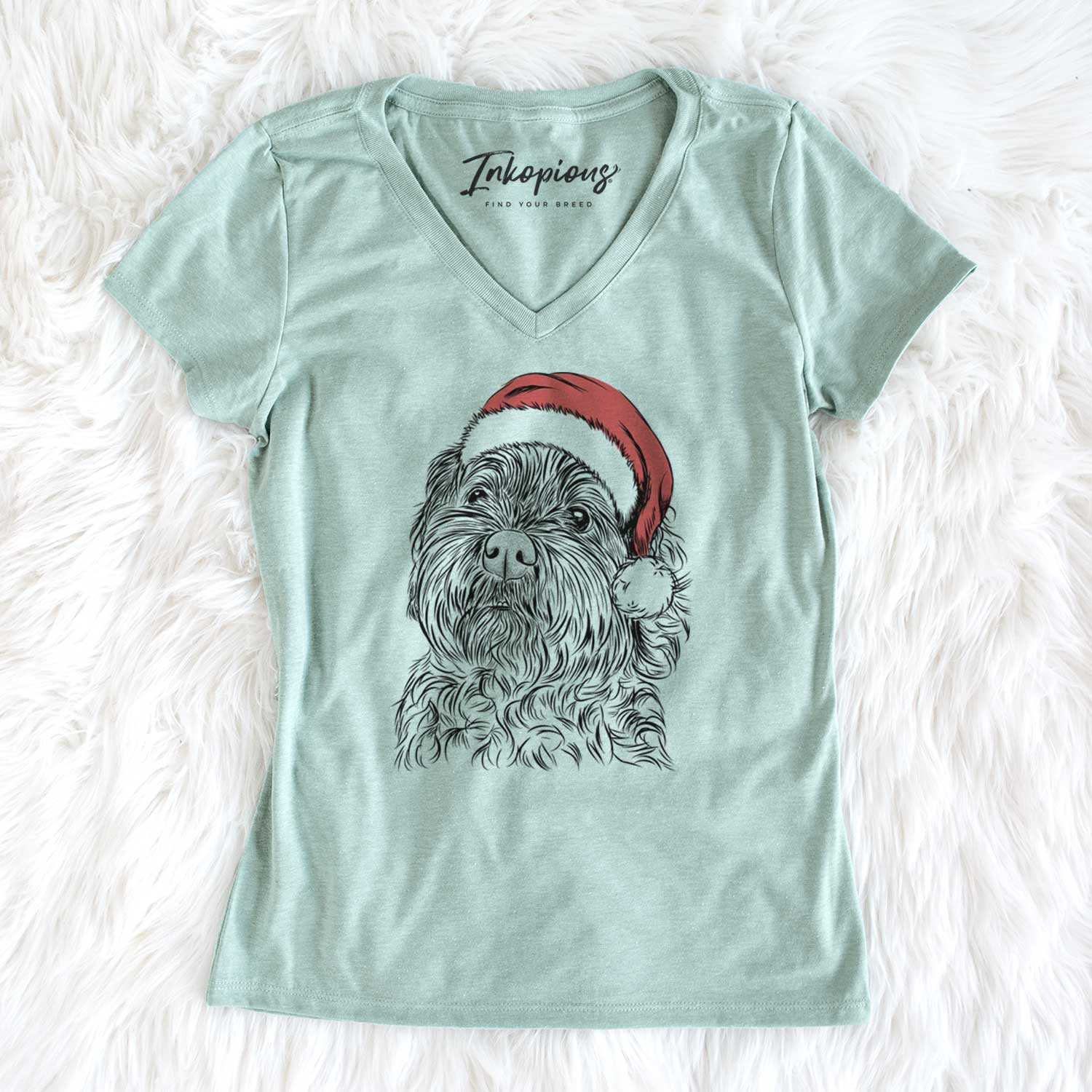 Santa Maggie Girl the Cockapoo - Women's V-neck Shirt