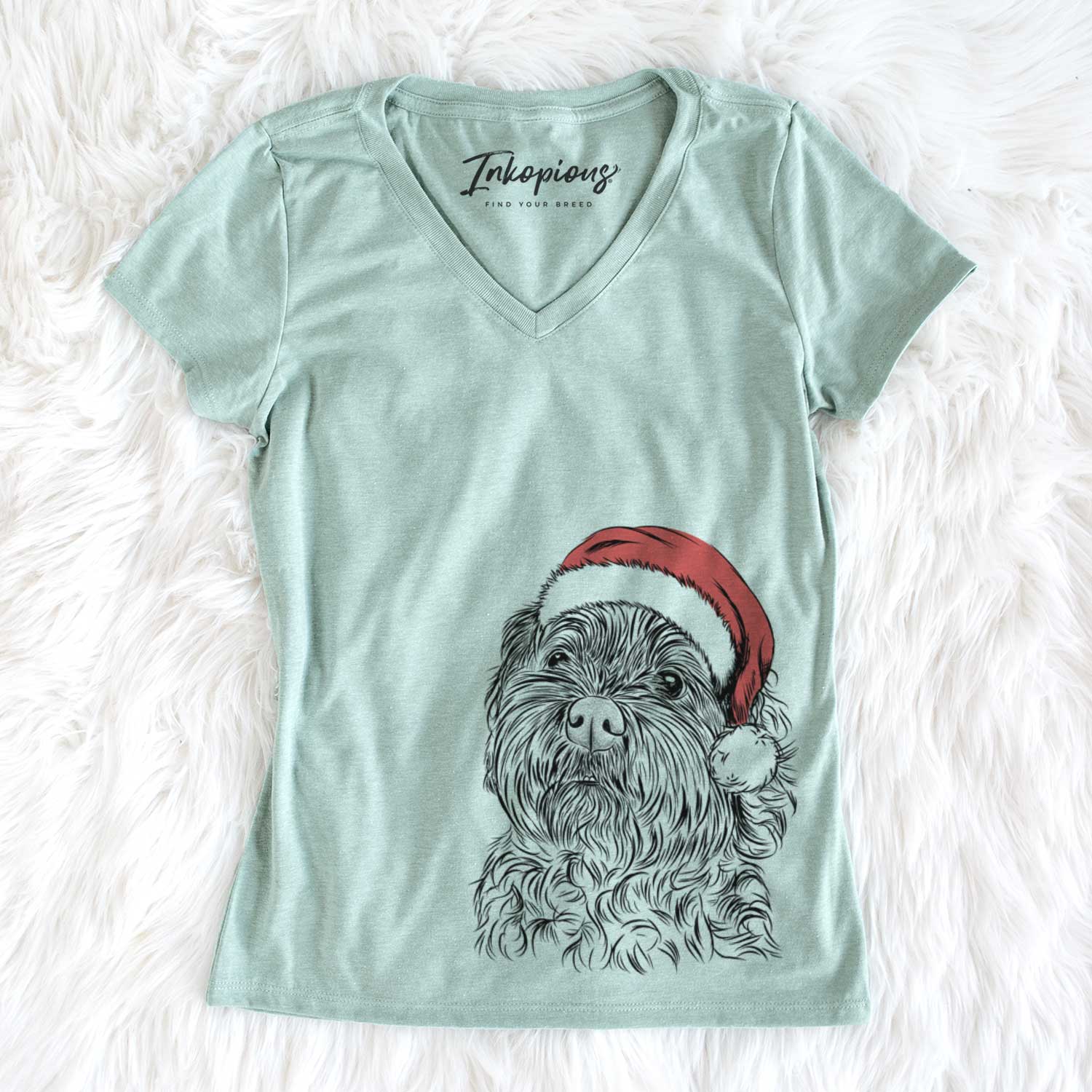 Santa Maggie Girl the Cockapoo - Women's V-neck Shirt