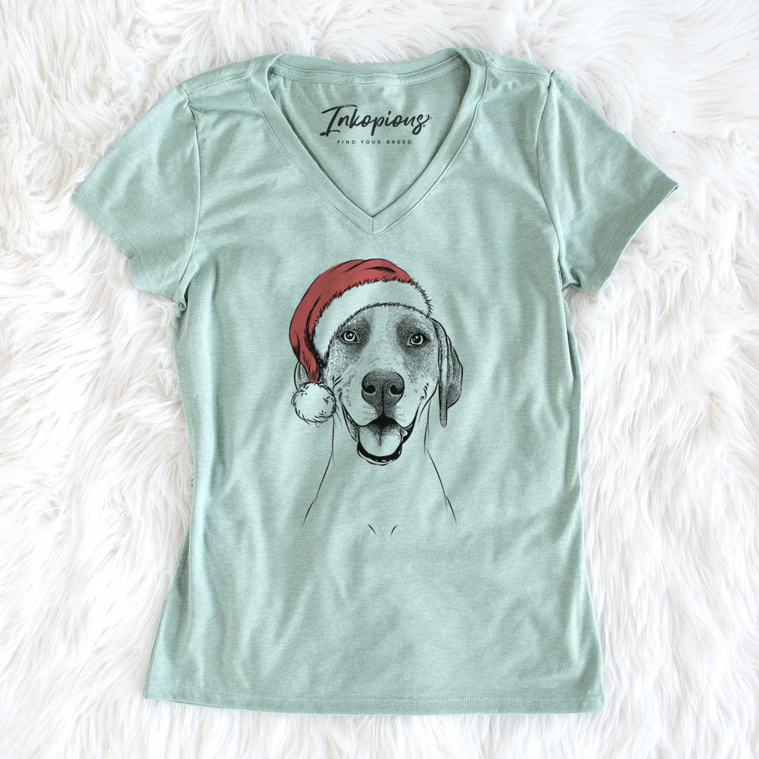 Santa Maggie the Treeing Walker Coonhound - Women's V-neck Shirt