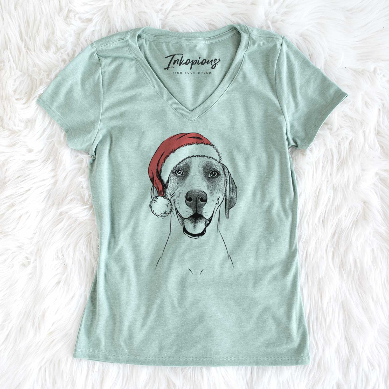 Santa Maggie the Treeing Walker Coonhound - Women's V-neck Shirt