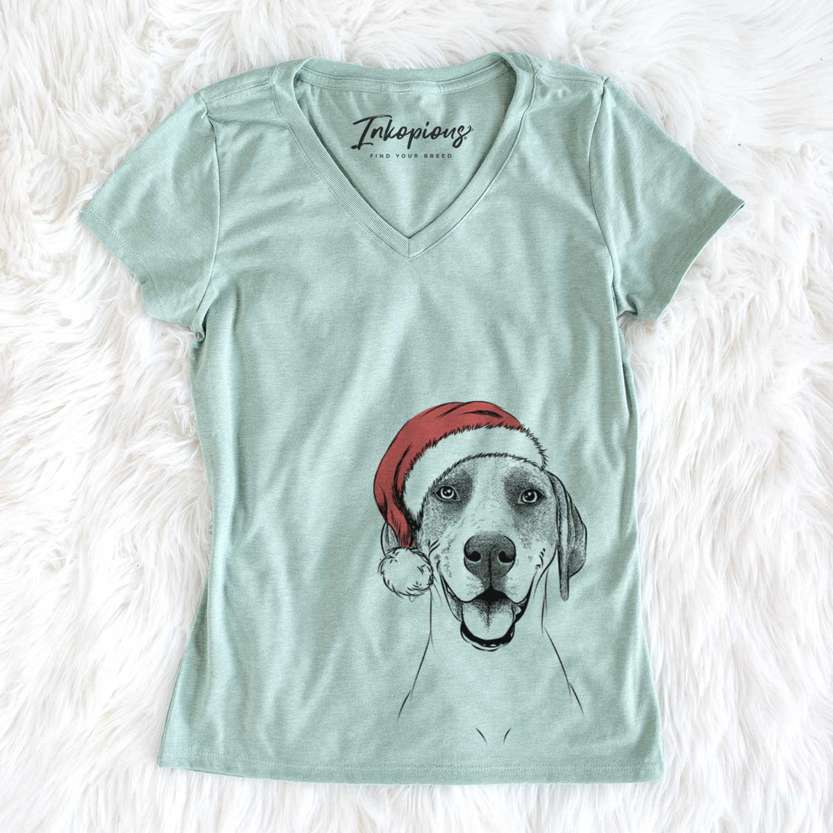 Santa Maggie the Treeing Walker Coonhound - Women&#39;s V-neck Shirt